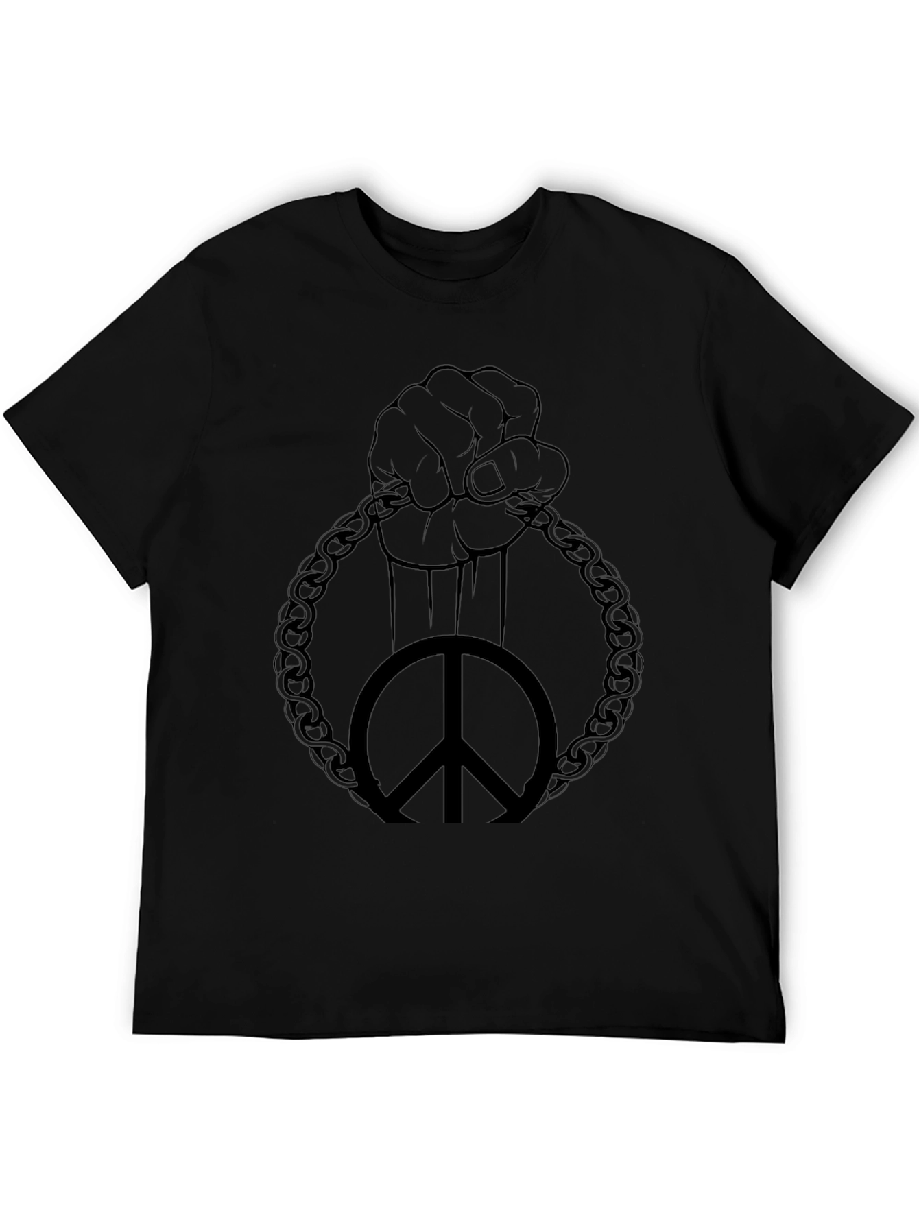 Peace Fist Chain Graphic Tee - Black