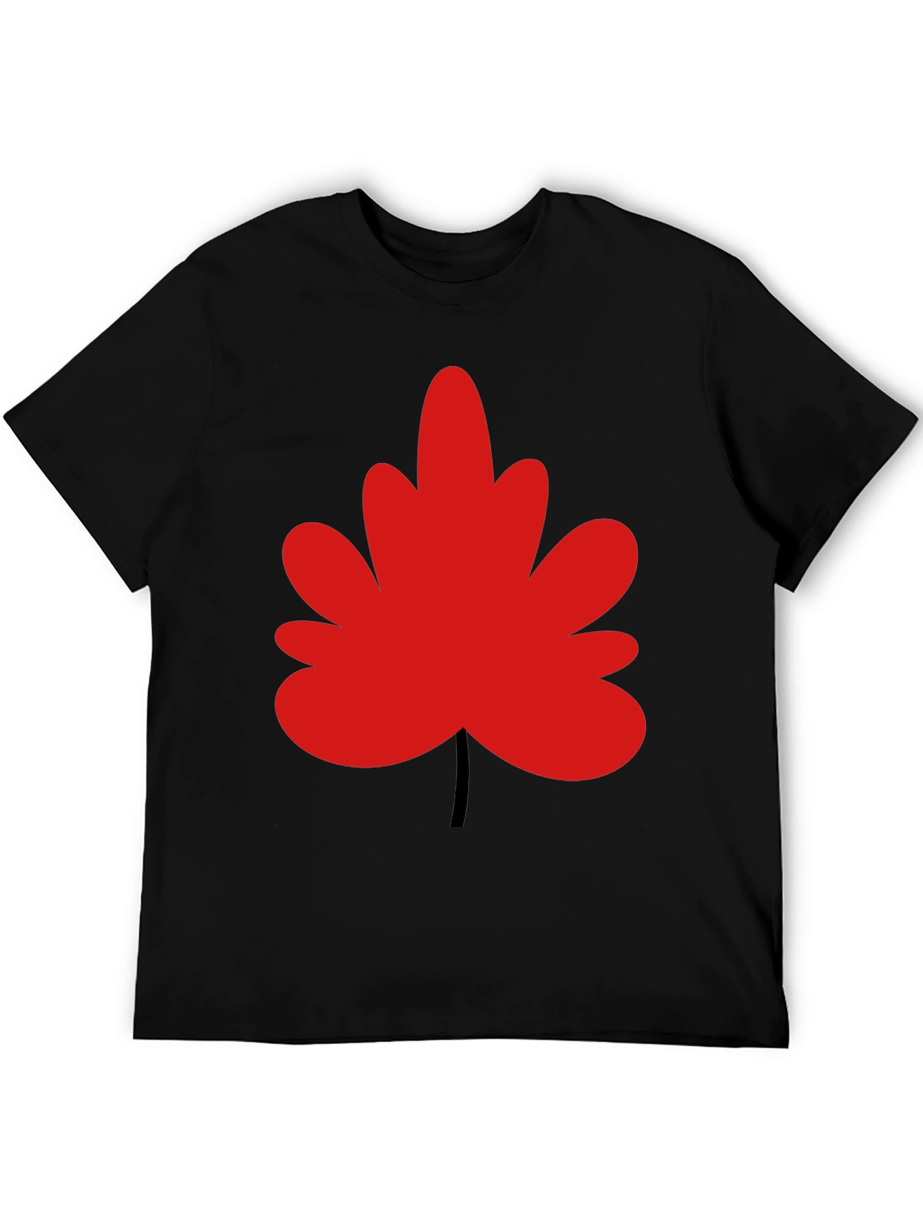 Red Leaf Graphic Black T-Shirt