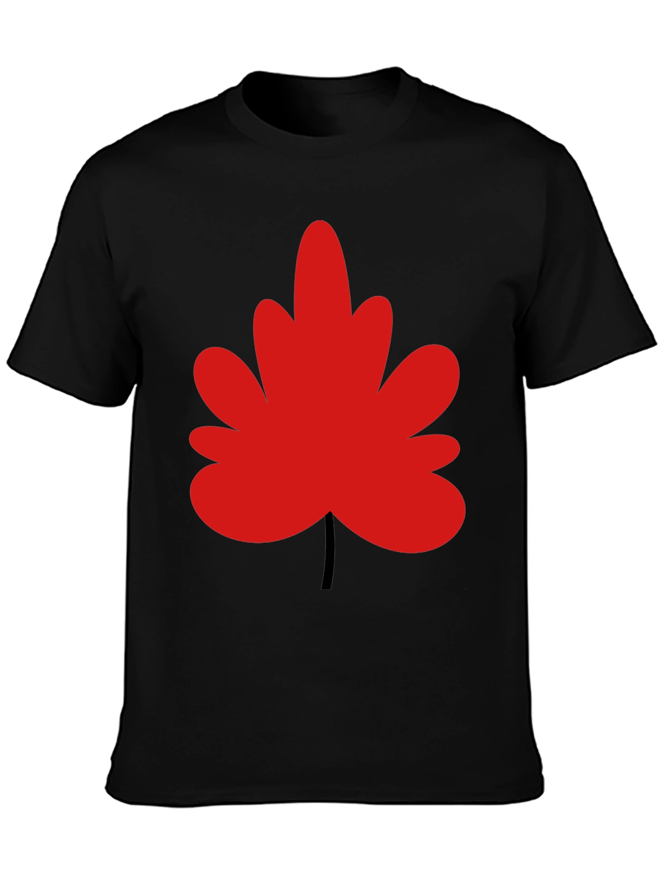 Red Leaf Graphic Black T-Shirt