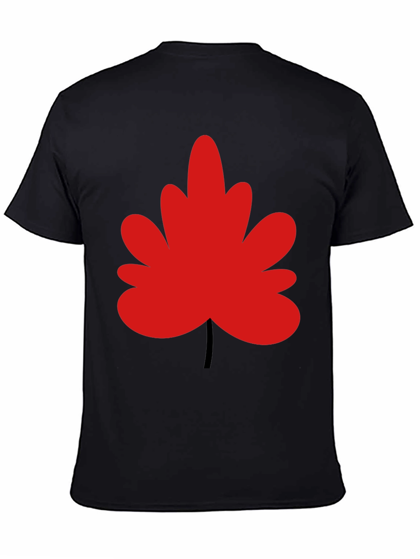 Red Leaf Graphic Black T-Shirt