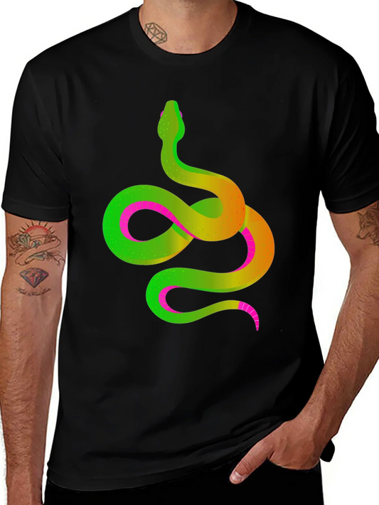Neon Snake Graphic Tee - Mens Black T-Shirt