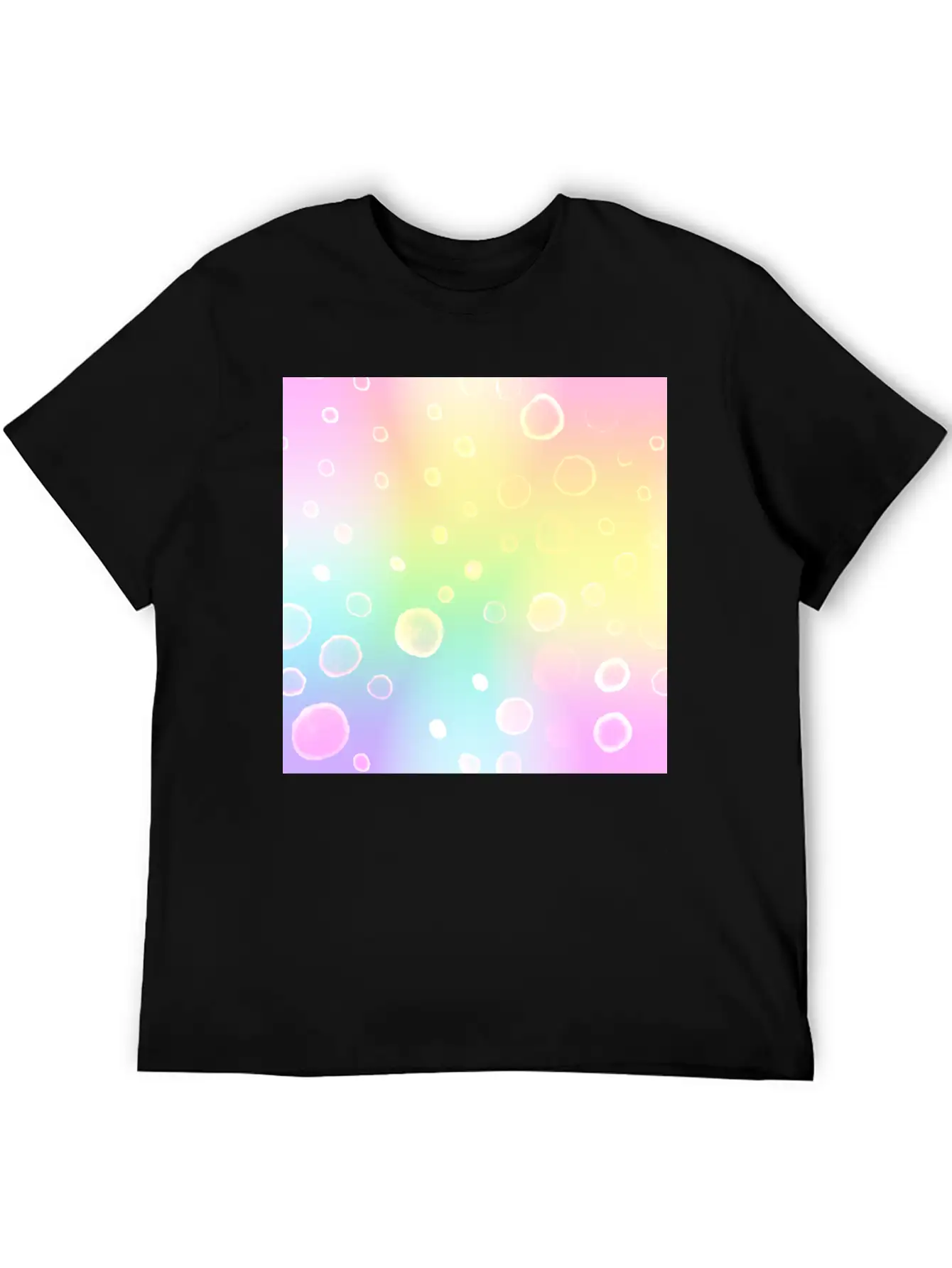 Magical Pastel Rainbow Gradient With Bubbles Basic Graphic T-Shirt – Daily Comfort In Soft Cotton