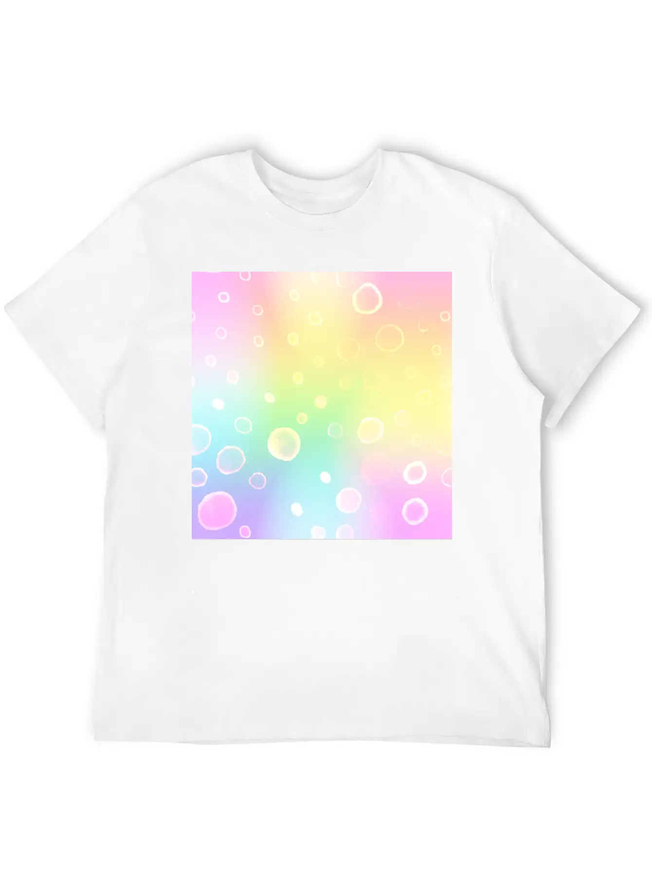 Magical Pastel Rainbow Gradient With Bubbles Basic Graphic T-Shirt – Daily Comfort In Soft Cotton