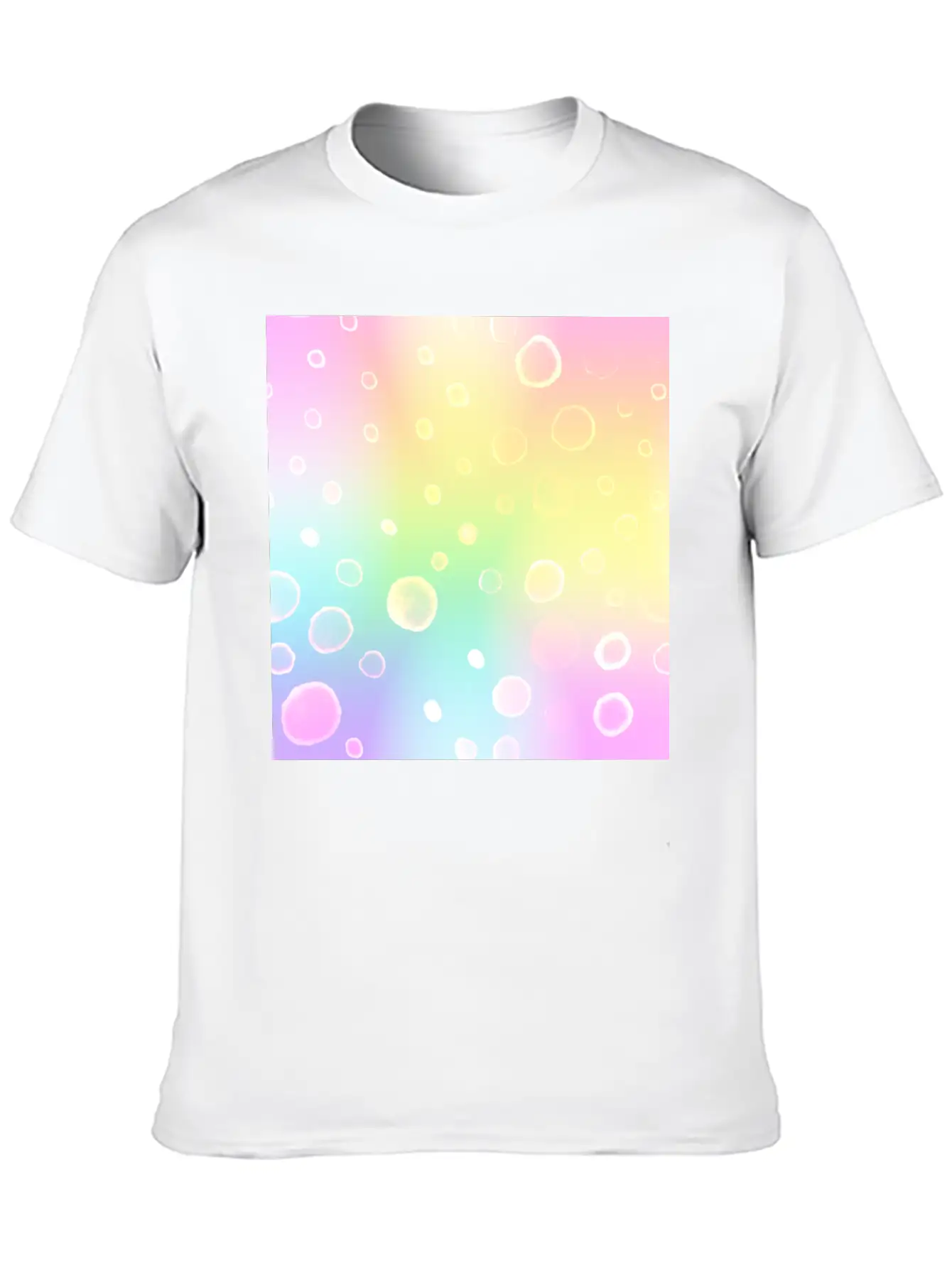 Magical Pastel Rainbow Gradient With Bubbles Basic Graphic T-Shirt – Daily Comfort In Soft Cotton