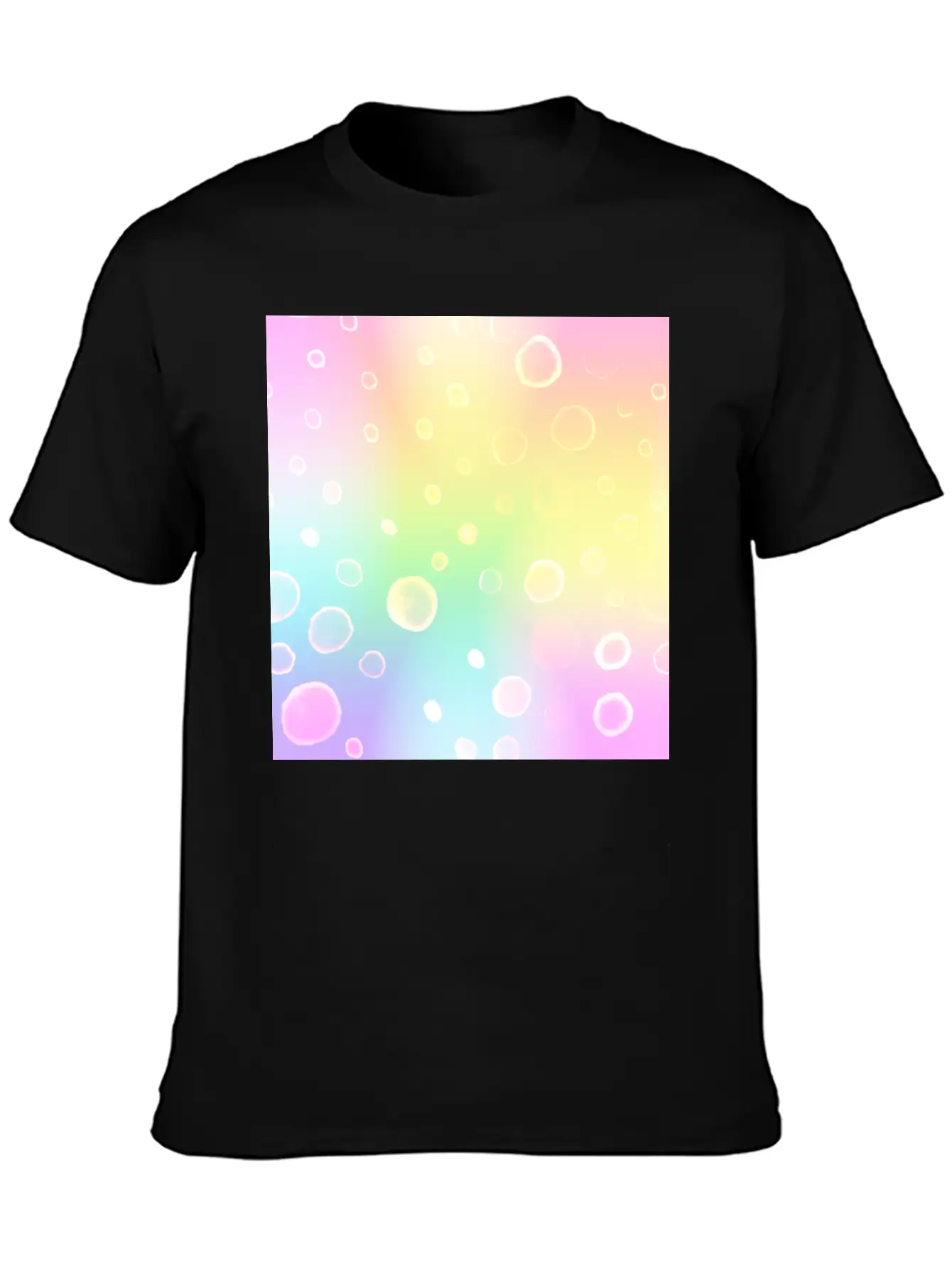 Magical Pastel Rainbow Gradient With Bubbles Basic Graphic T-Shirt – Daily Comfort In Soft Cotton