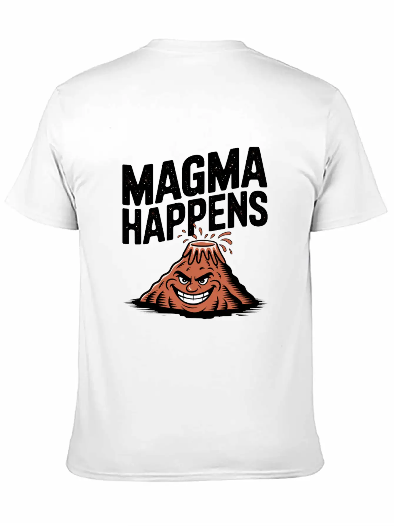Magma Happens Funny Volcano Cartoon Stylish Everyday T-Shirt – Unisex Basic Cotton Tee