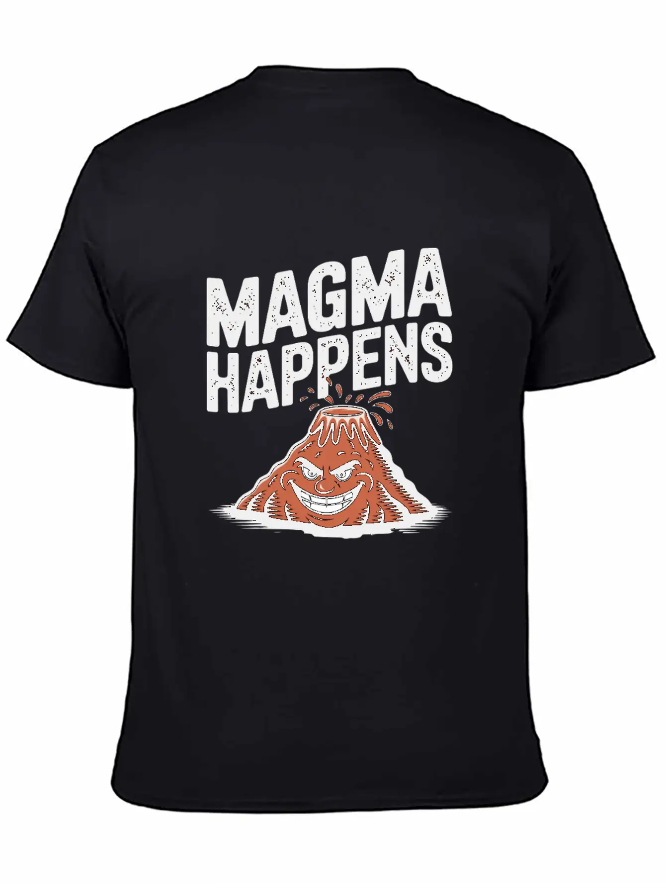 Magma Happens Funny Volcano Cartoon Stylish Everyday T-Shirt – Unisex Basic Cotton Tee