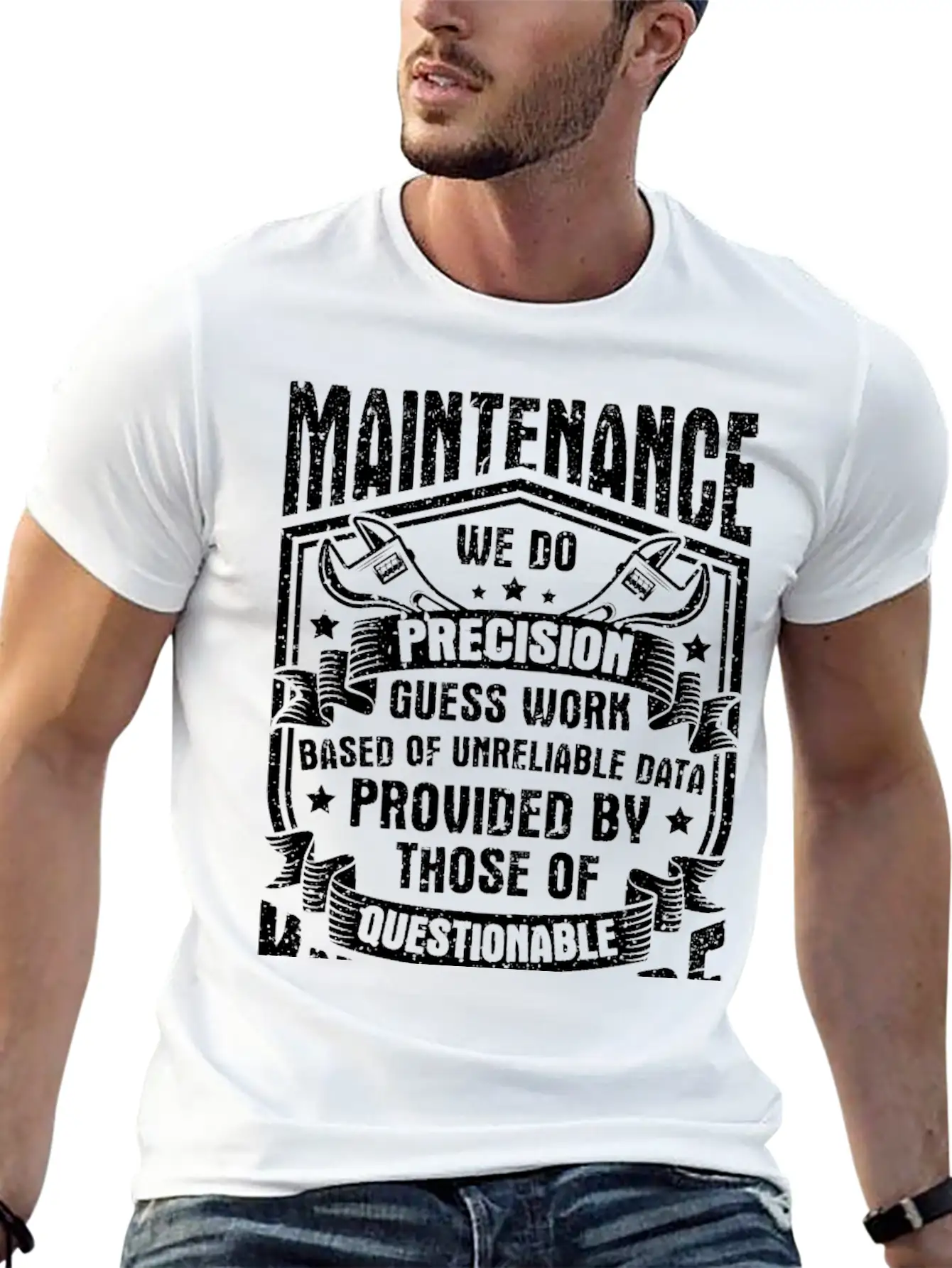Maintenance We Do Precision Guess Work Unisex Short Sleeve Soft Cotton T-Shirt – Casual Everyday Wear
