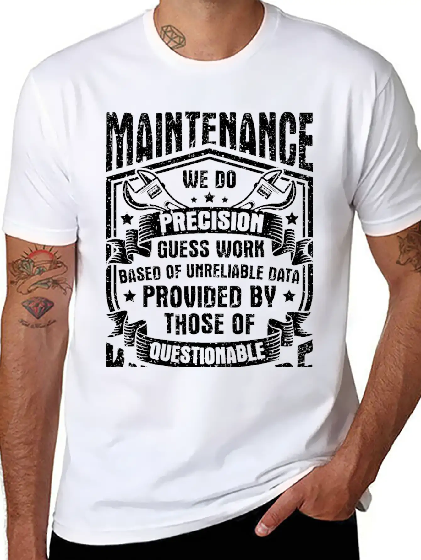 Maintenance We Do Precision Guess Work Unisex Short Sleeve Soft Cotton T-Shirt – Casual Everyday Wear