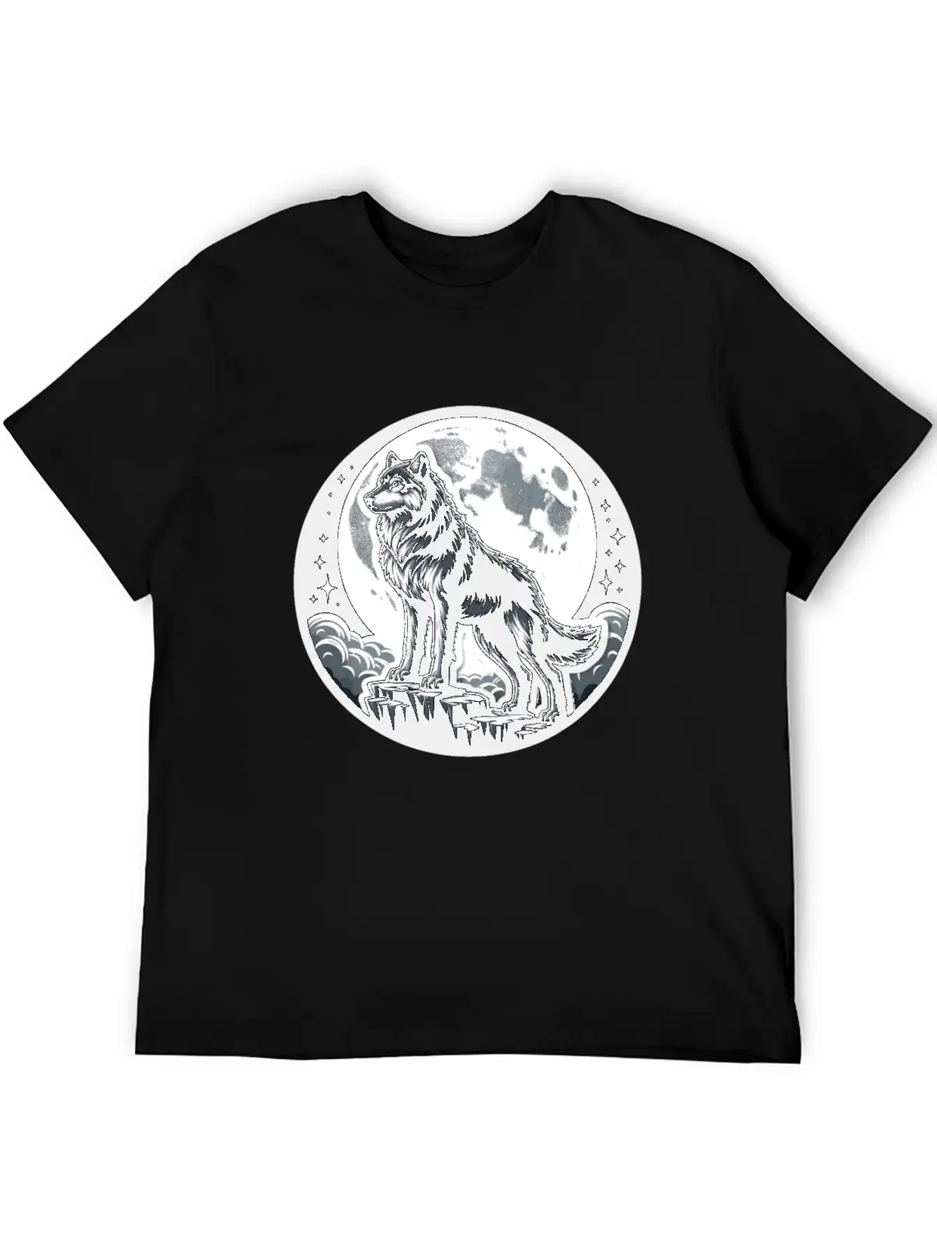 Majestic Moonlit Wolf Illustration Unisex Casual T-Shirt – Clean Design For Daily Comfort