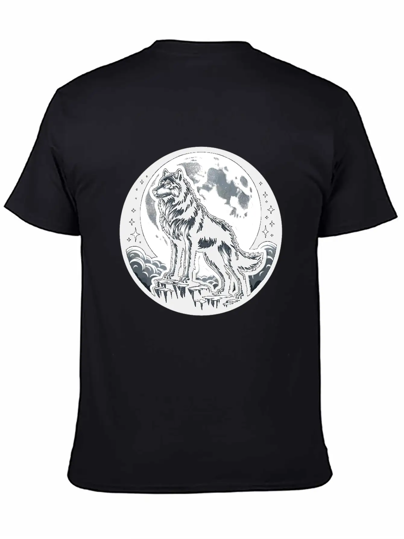 Majestic Moonlit Wolf Illustration Unisex Casual T-Shirt – Clean Design For Daily Comfort