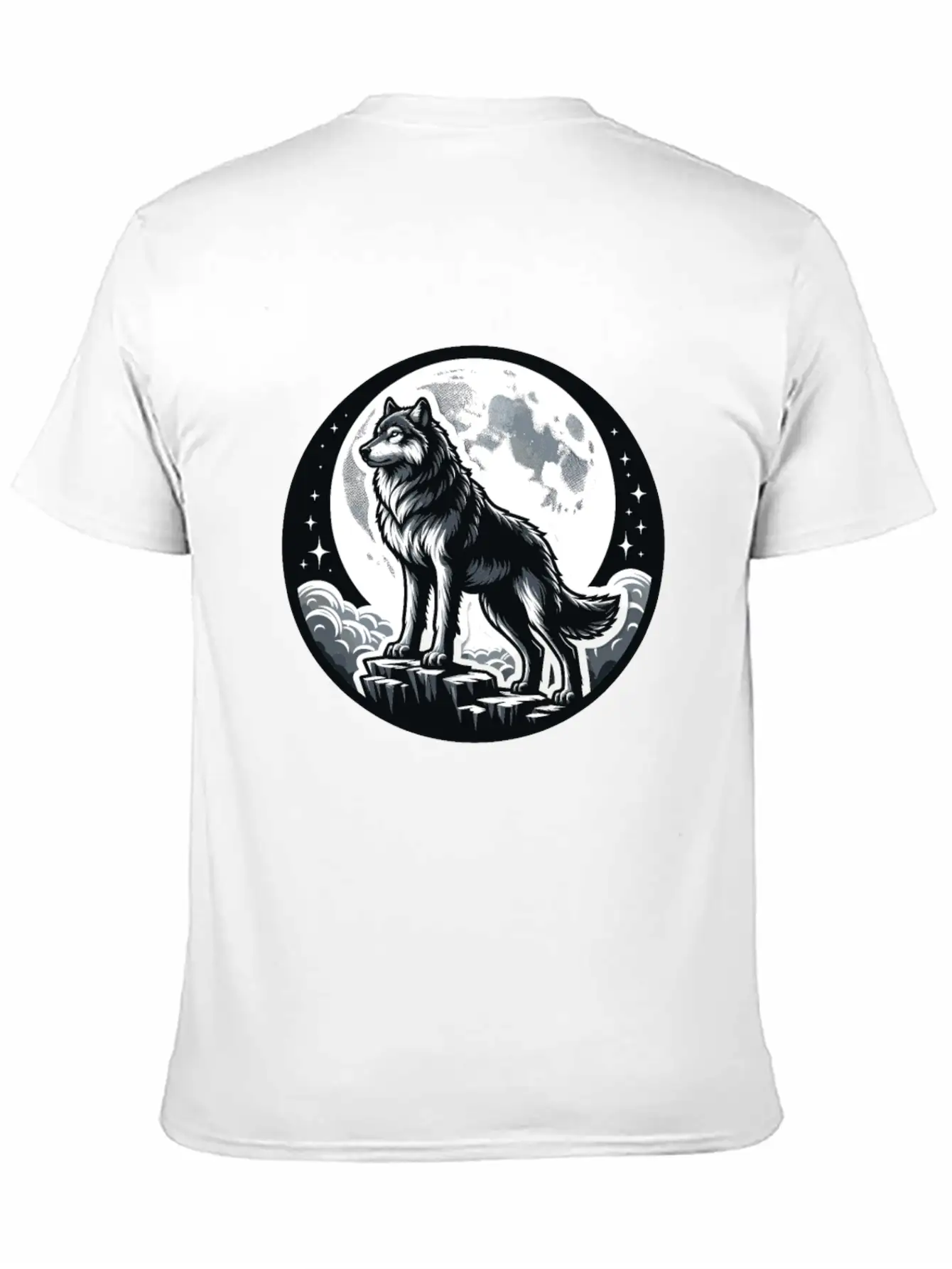 Majestic Moonlit Wolf Illustration Unisex Casual T-Shirt – Clean Design For Daily Comfort