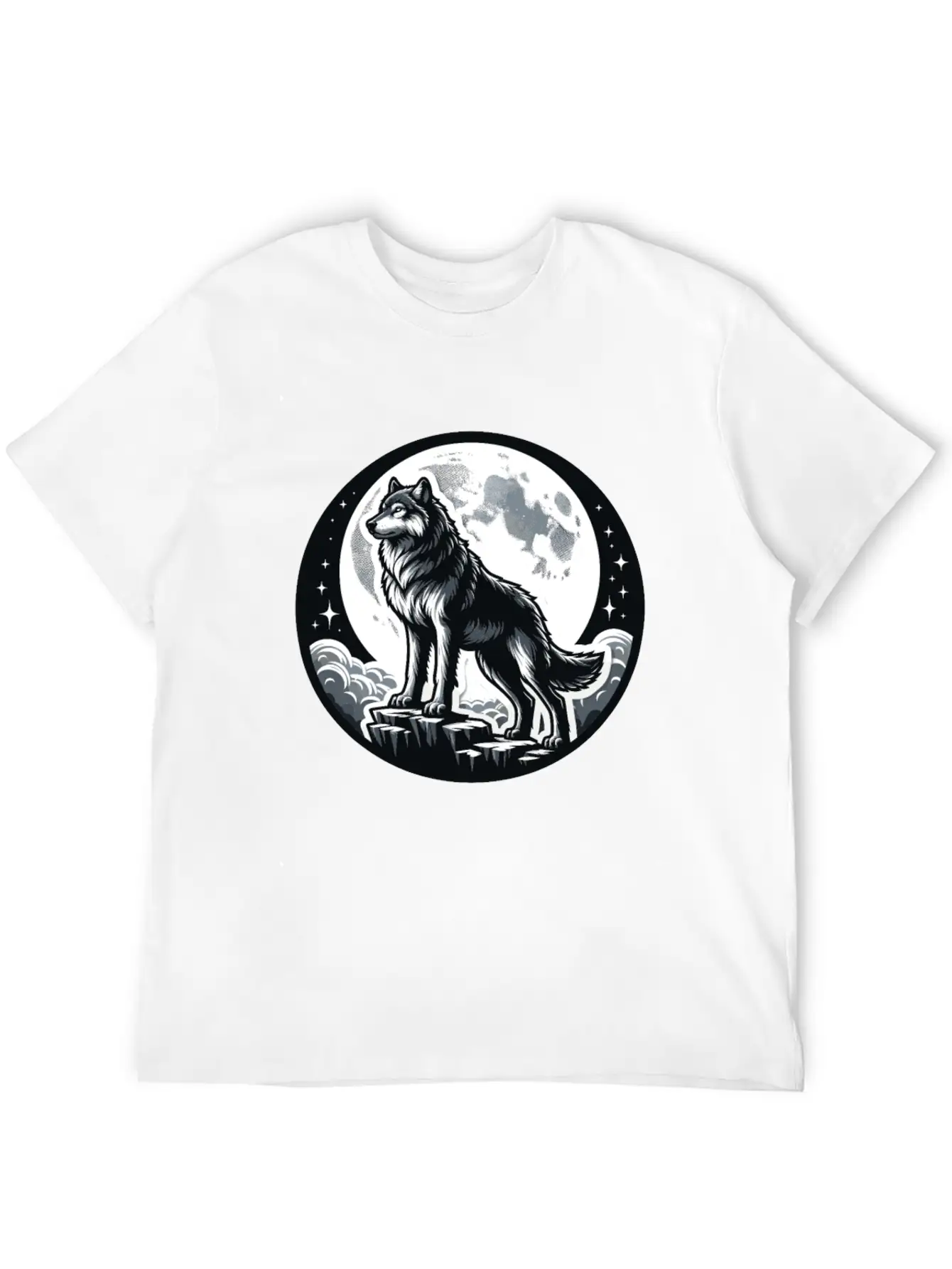 Majestic Moonlit Wolf Illustration Unisex Casual T-Shirt – Clean Design For Daily Comfort