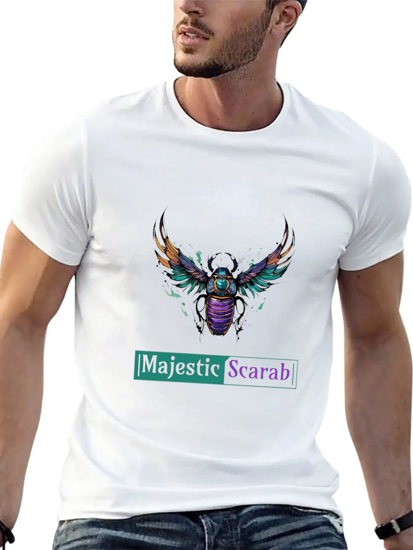 Majestic Scarab - Symbol Of Power And Protection Timeless Short Sleeve Tee – Comfy And Minimalist Design