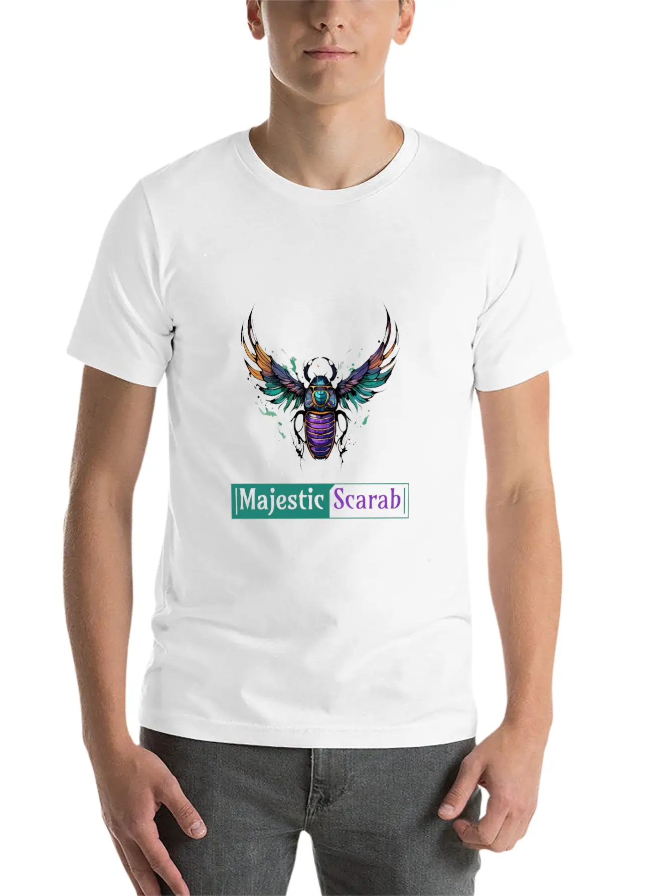 Majestic Scarab - Symbol Of Power And Protection Timeless Short Sleeve Tee – Comfy And Minimalist Design