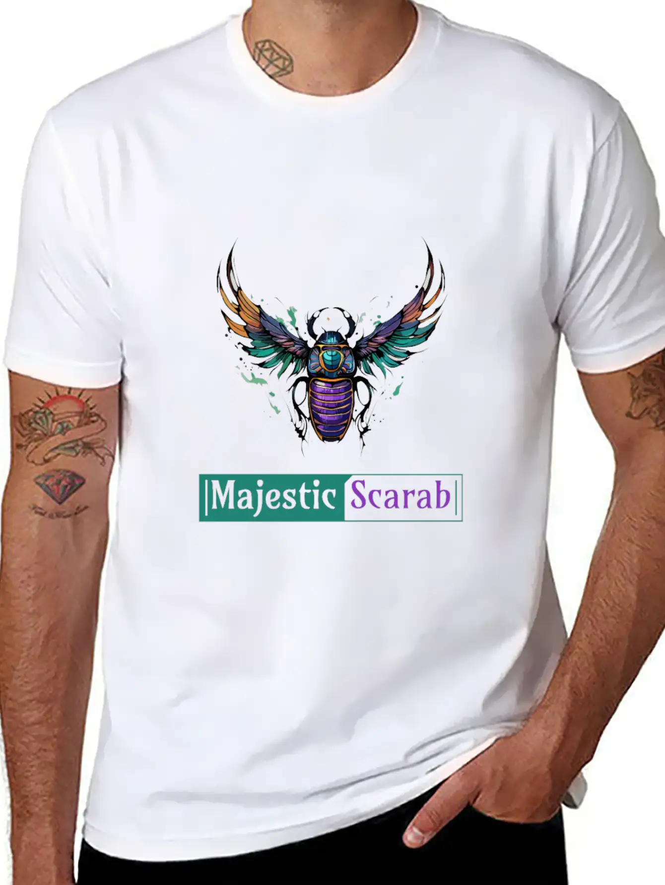 Majestic Scarab - Symbol Of Power And Protection Timeless Short Sleeve Tee – Comfy And Minimalist Design