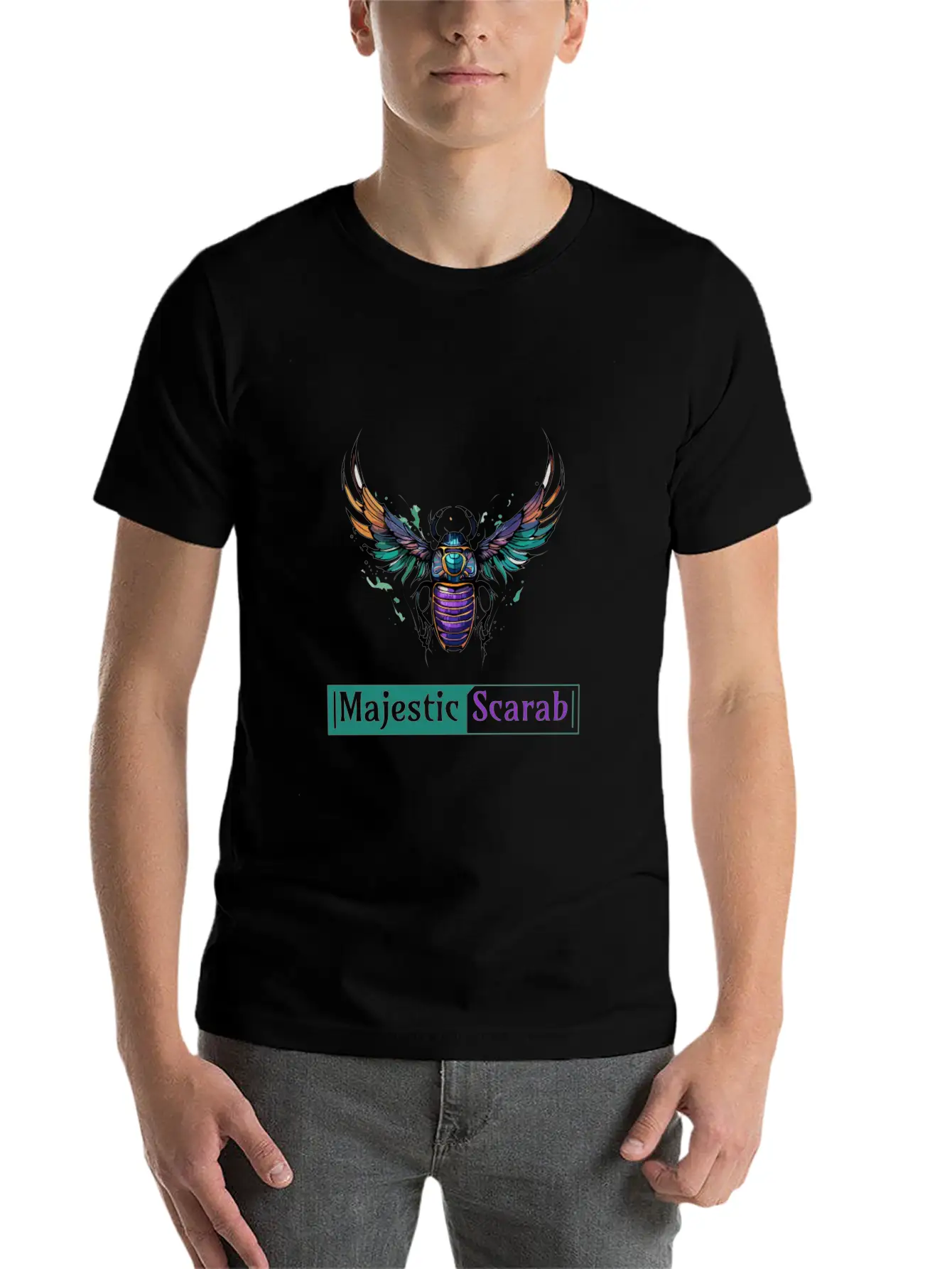 Majestic Scarab - Symbol Of Power And Protection Timeless Short Sleeve Tee – Comfy And Minimalist Design