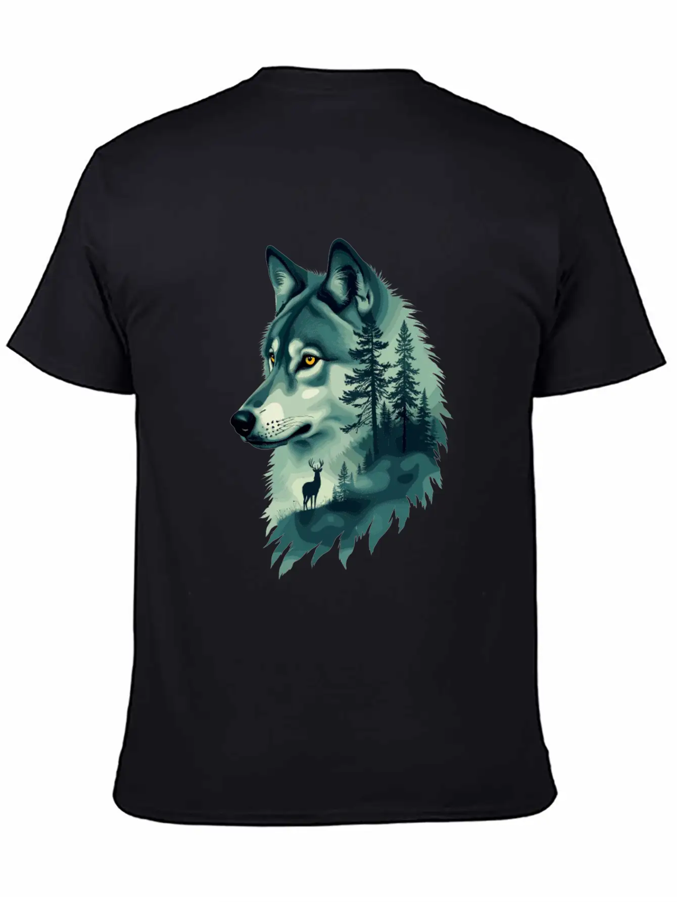 Majestic Wolf And Deer Nature Art Basic Graphic T-Shirt – Daily Comfort In Soft Cotton