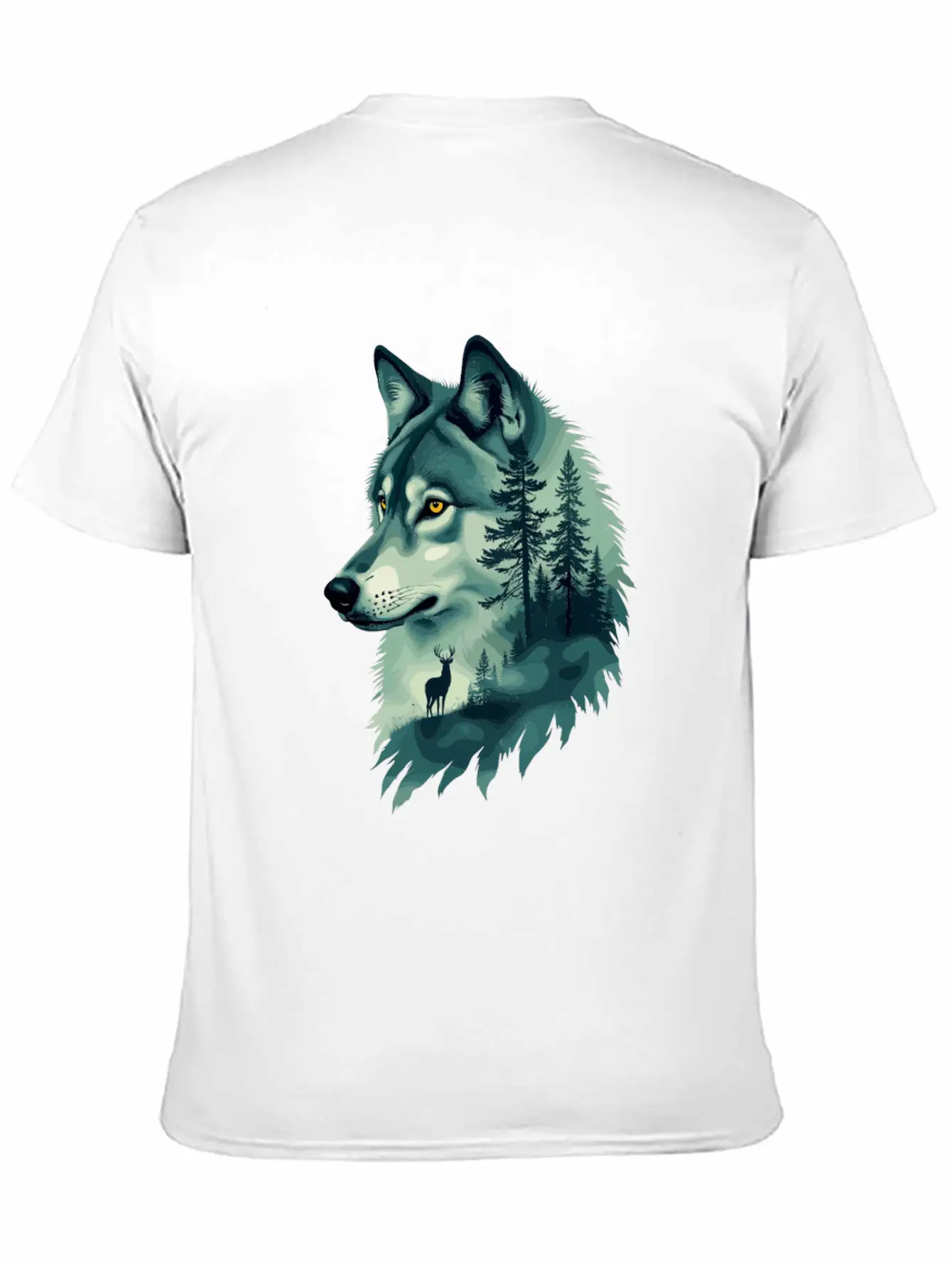 Majestic Wolf And Deer Nature Art Basic Graphic T-Shirt – Daily Comfort In Soft Cotton