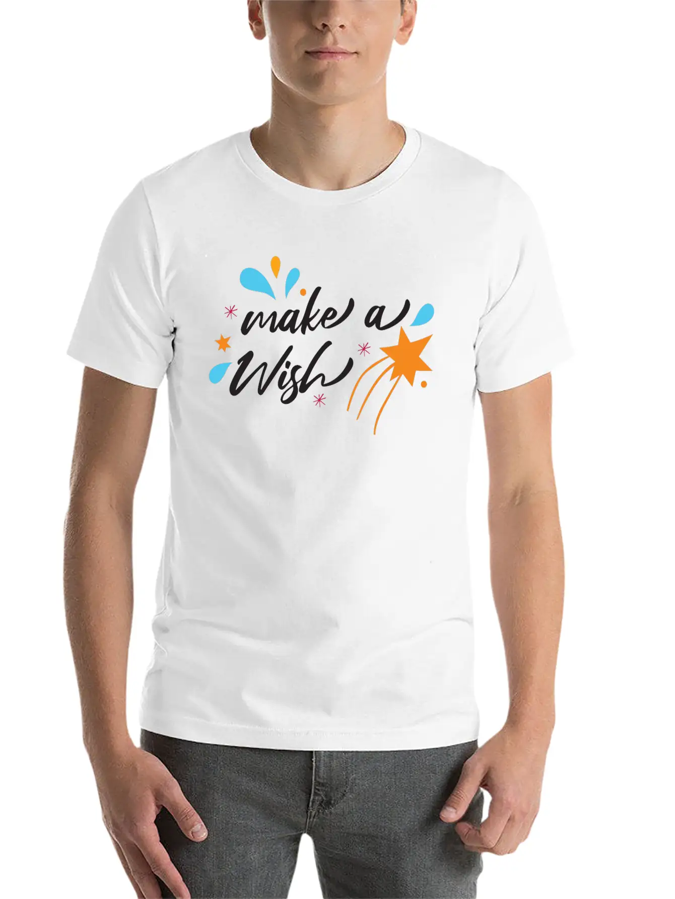 Make A Wish Christmas Modern Festive Holiday Essential Unisex Summer Tee – Soft Cotton Casual Fit