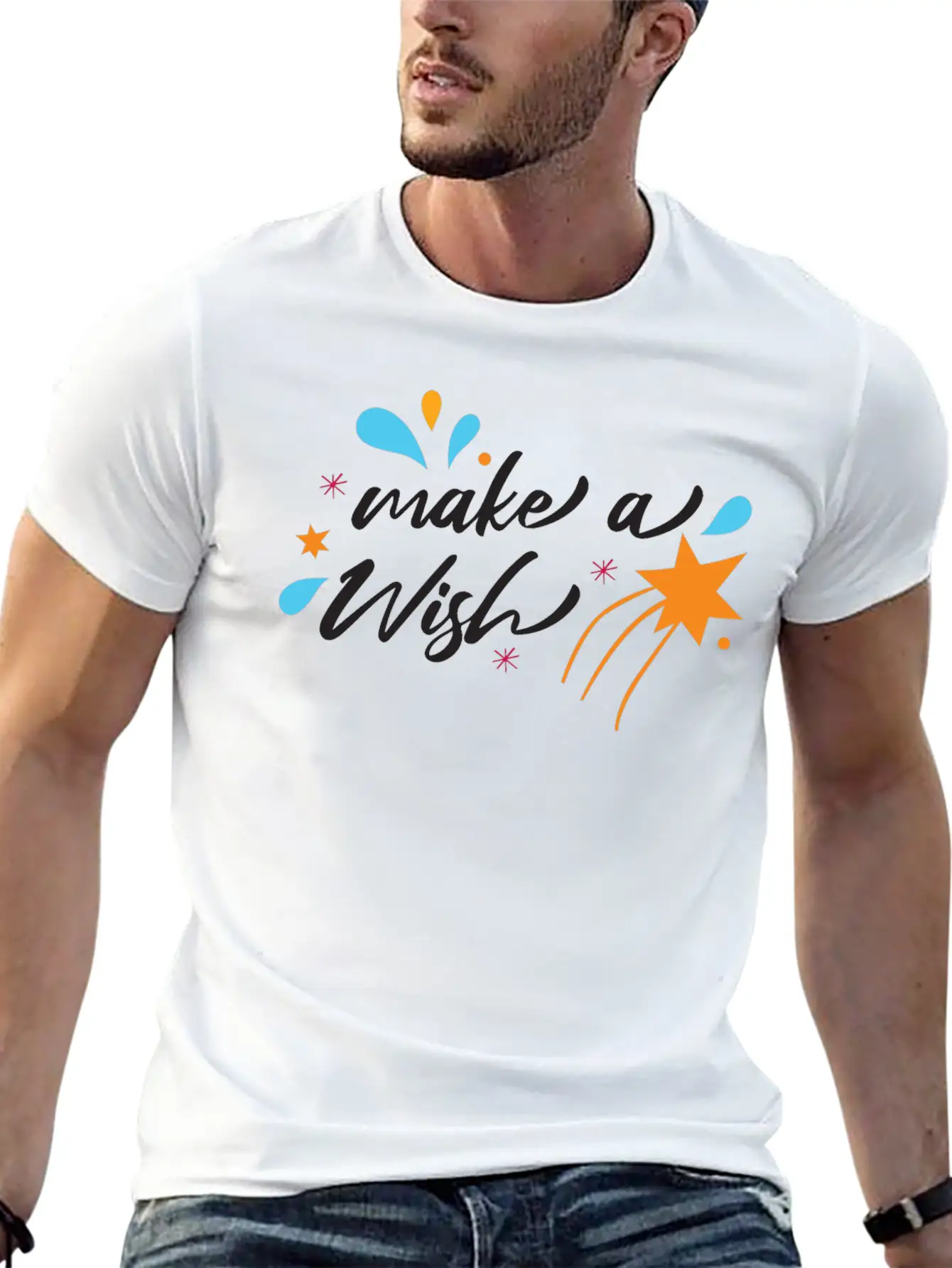 Make A Wish Christmas Modern Festive Holiday Essential Unisex Summer Tee – Soft Cotton Casual Fit