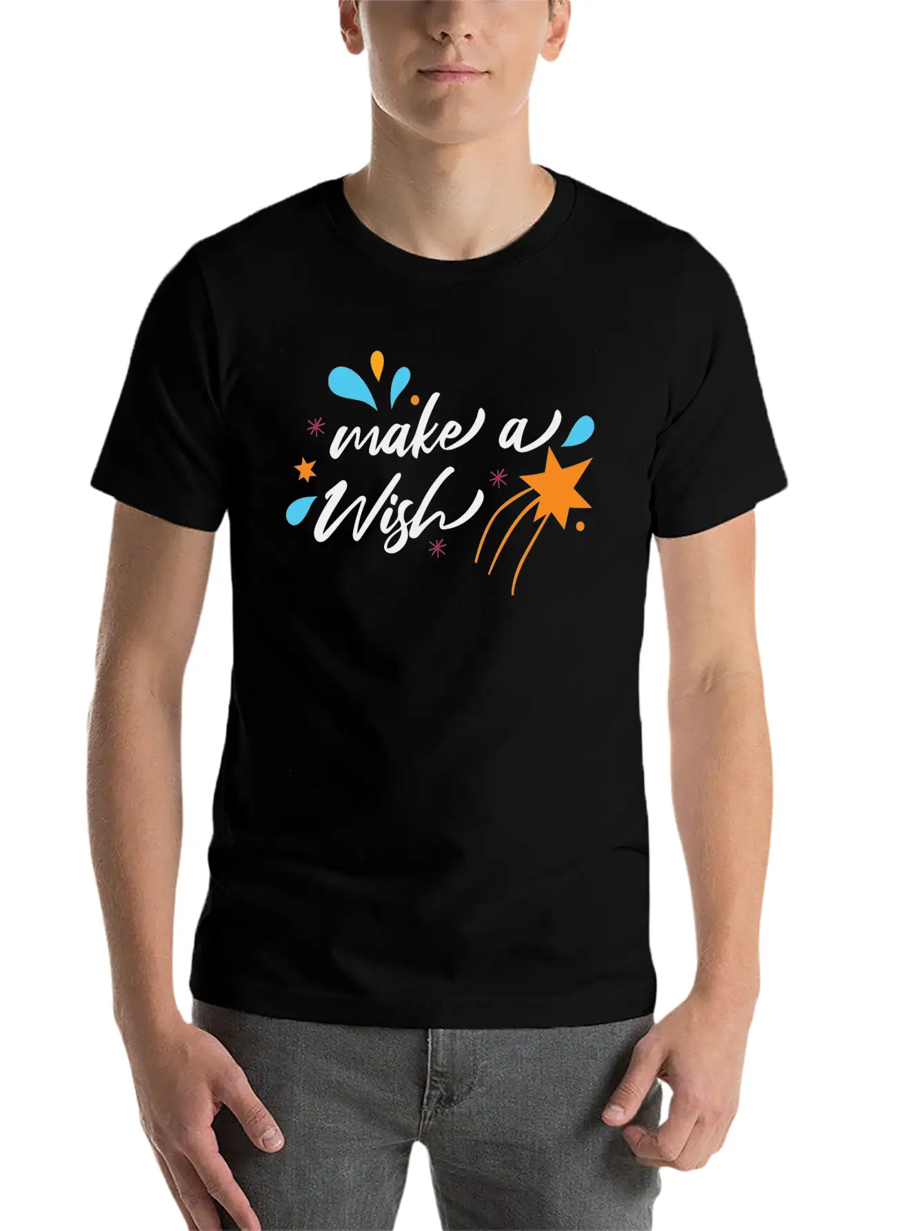 Make A Wish Christmas Modern Festive Holiday Essential Unisex Summer Tee – Soft Cotton Casual Fit