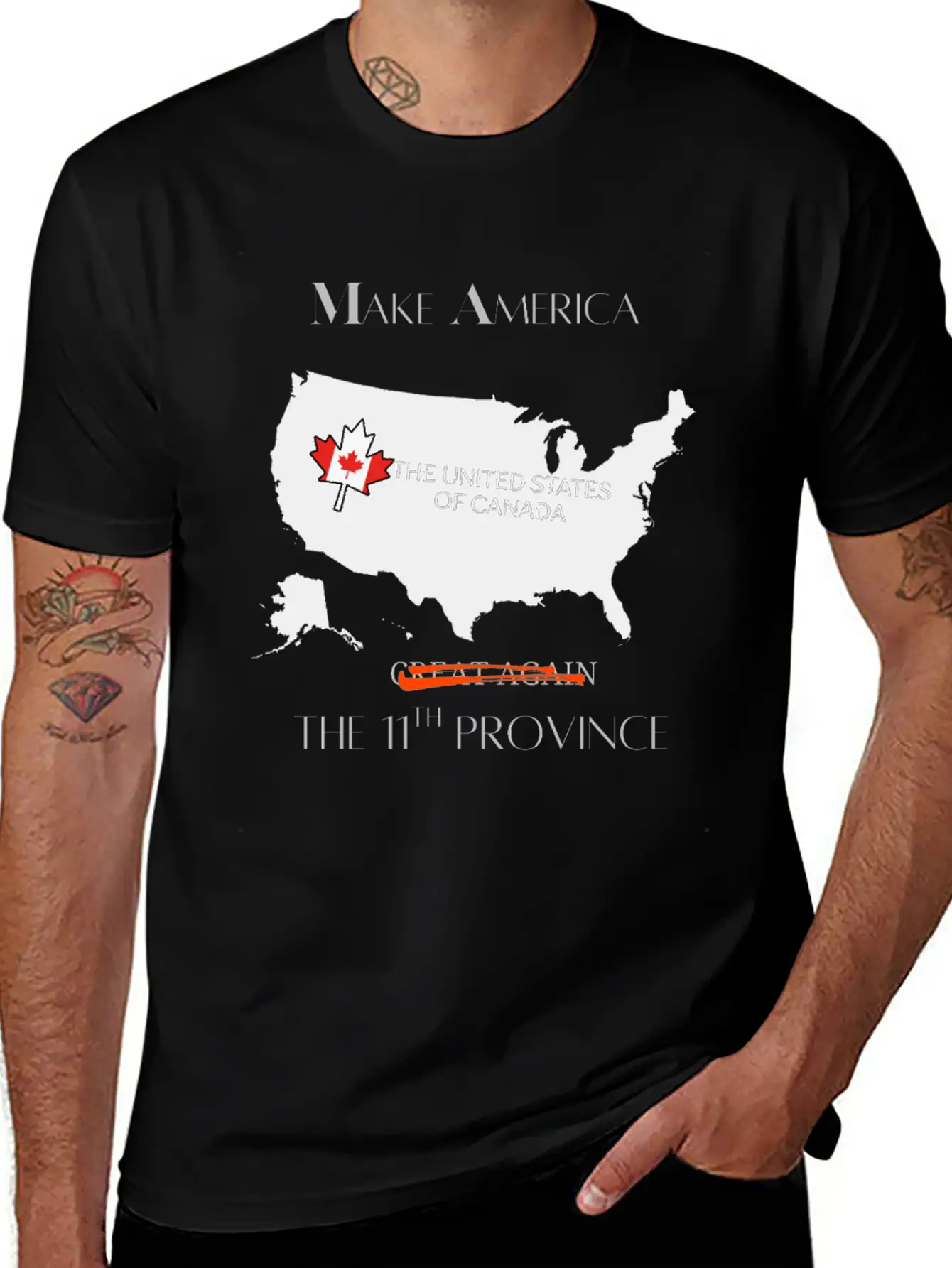 Make America The 11th Province The US Of Canada Unisex Short Sleeve Soft Cotton T-Shirt – Casual Everyday Wear