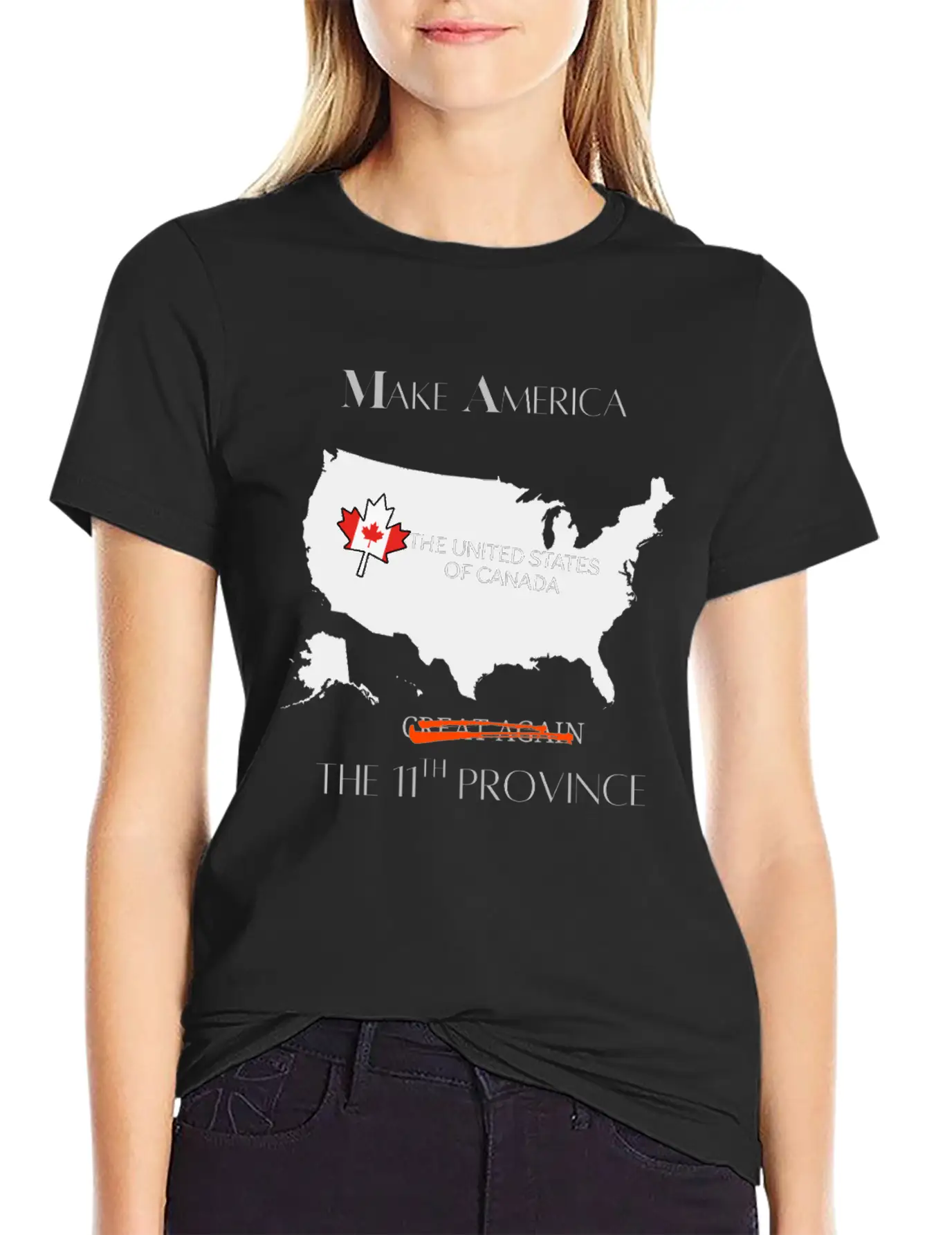Make America The 11th Province The US Of Canada Unisex Short Sleeve Soft Cotton T-Shirt – Casual Everyday Wear