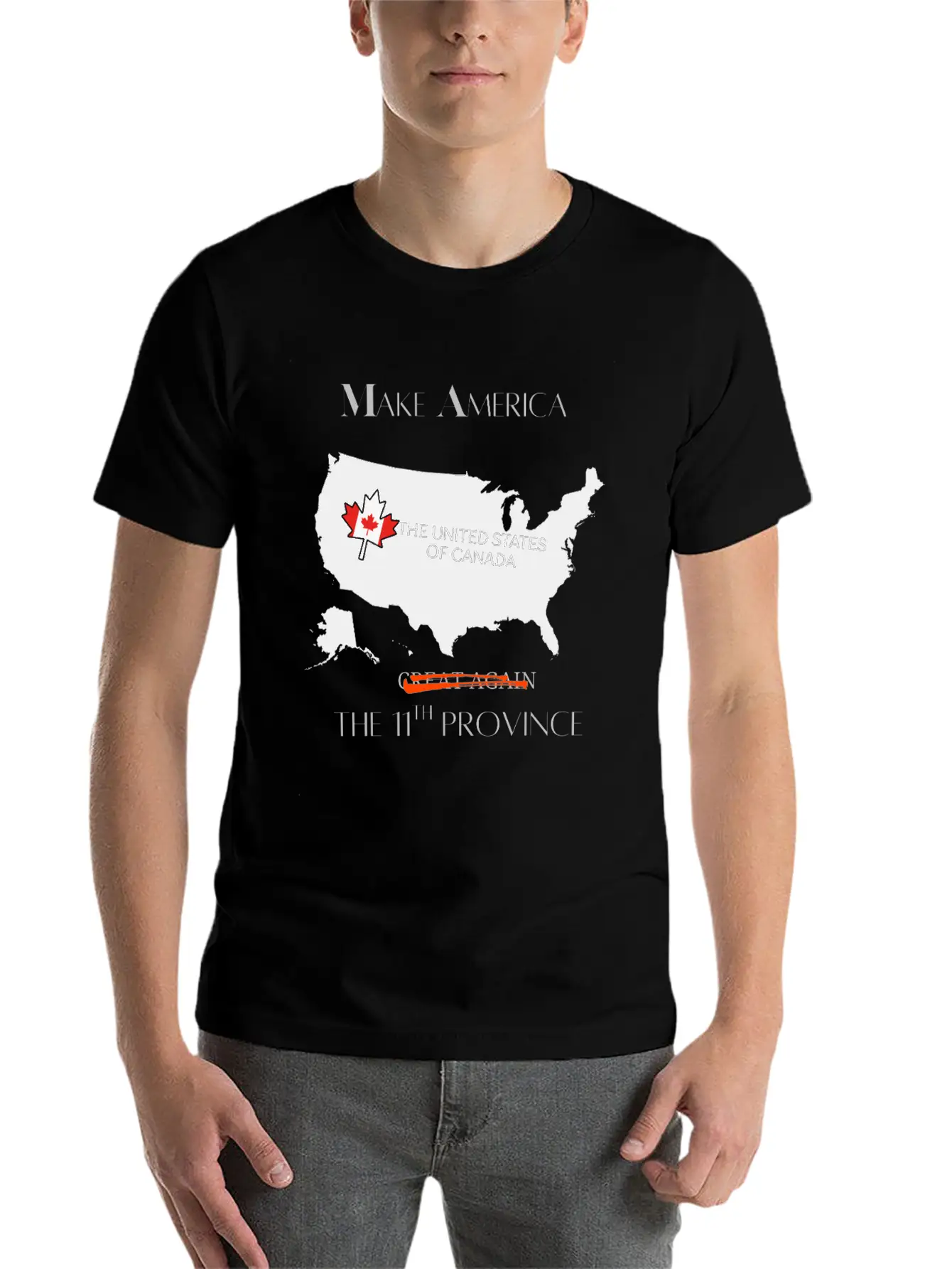 Make America The 11th Province The US Of Canada Unisex Short Sleeve Soft Cotton T-Shirt – Casual Everyday Wear