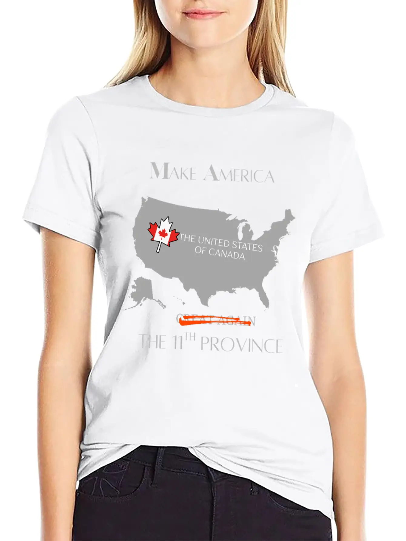 Make America The 11th Province The US Of Canada Unisex Short Sleeve Soft Cotton T-Shirt – Casual Everyday Wear