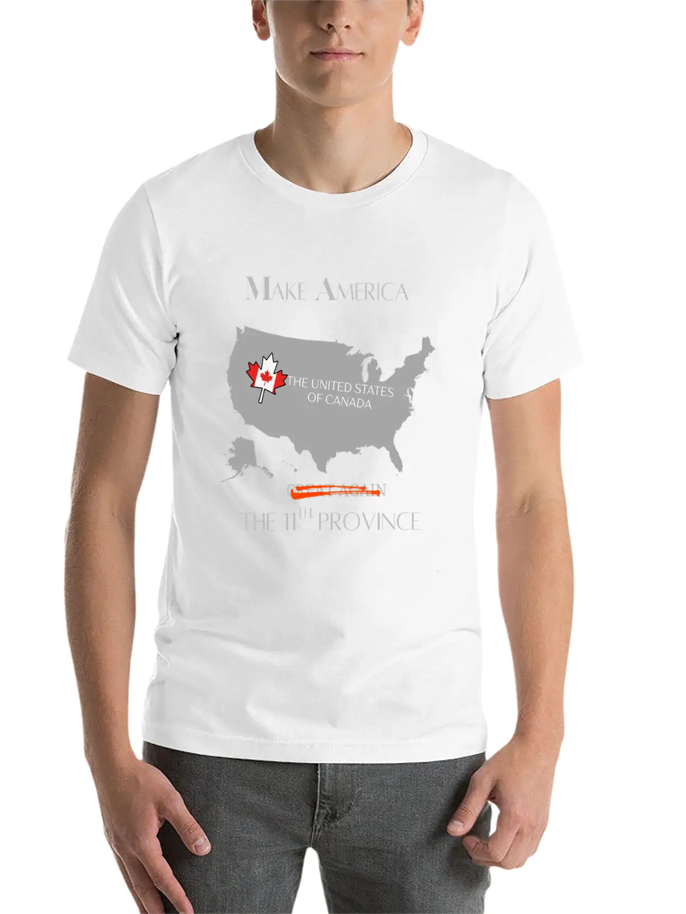 Make America The 11th Province The US Of Canada Unisex Short Sleeve Soft Cotton T-Shirt – Casual Everyday Wear