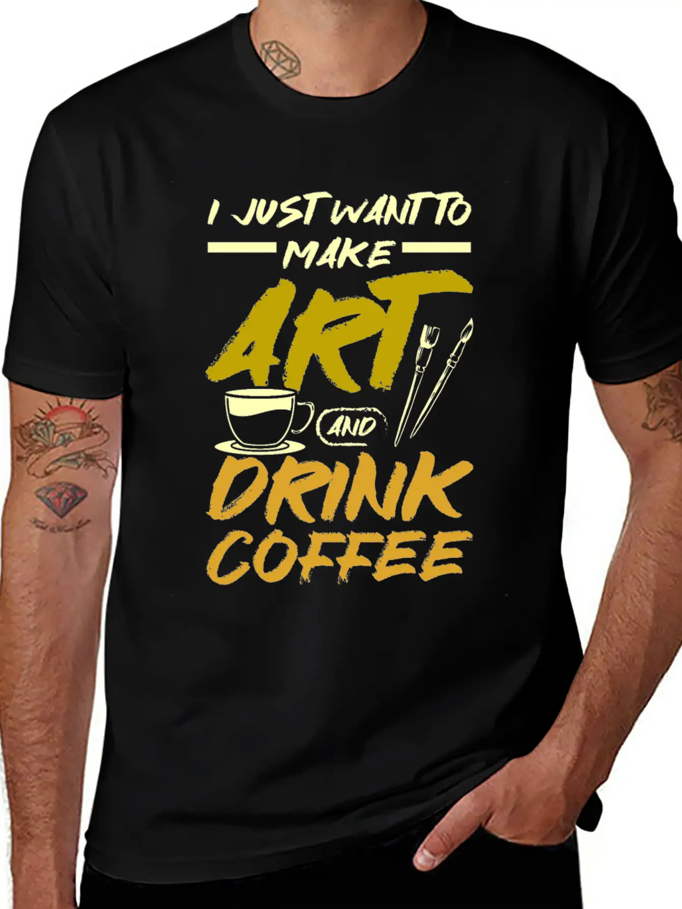 Make Art And Drink Coffee Stylish Everyday T-Shirt – Unisex Basic Cotton Tee