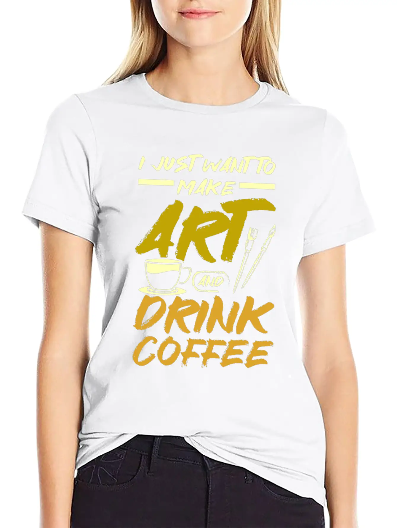 Make Art And Drink Coffee Stylish Everyday T-Shirt – Unisex Basic Cotton Tee