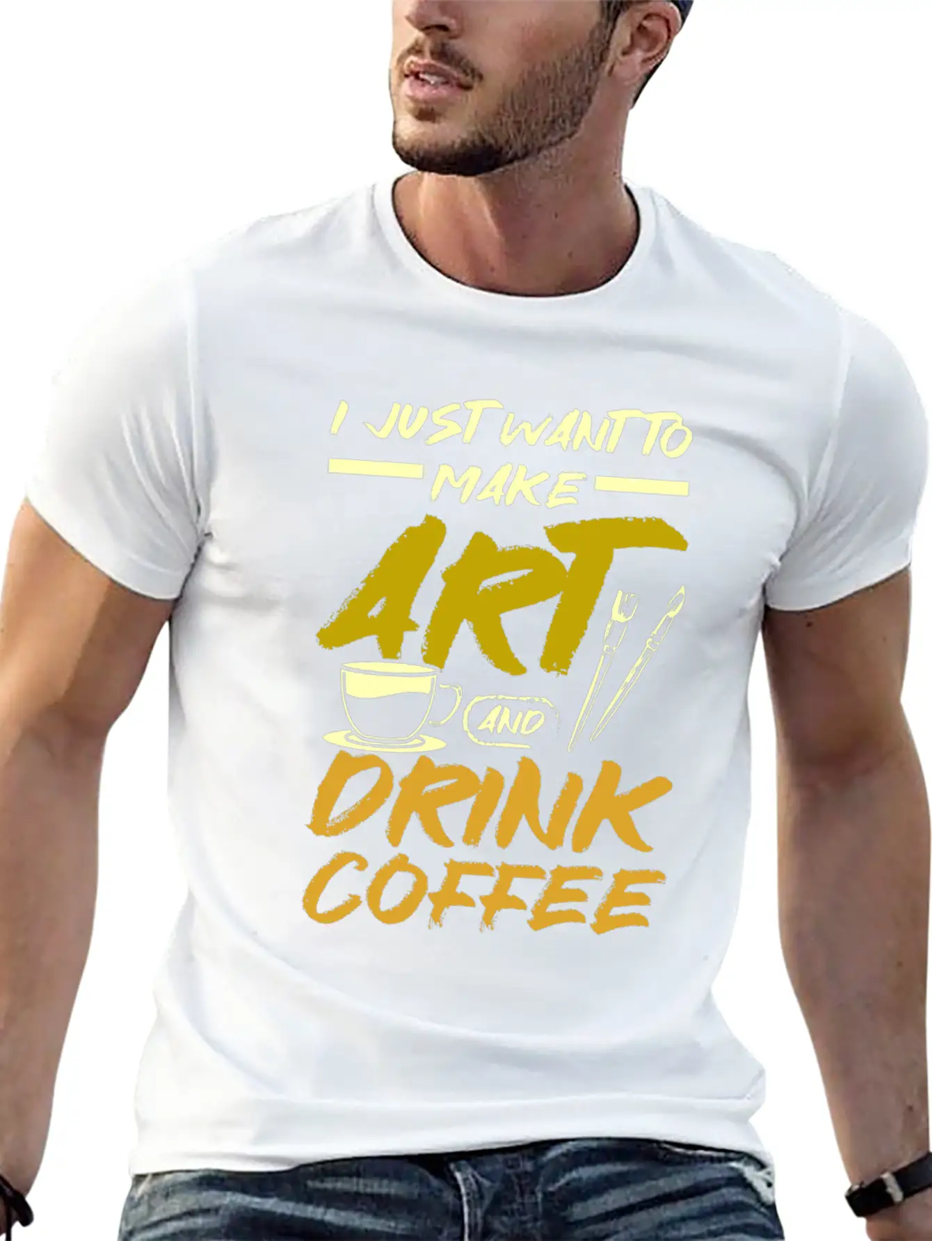 Make Art And Drink Coffee Stylish Everyday T-Shirt – Unisex Basic Cotton Tee
