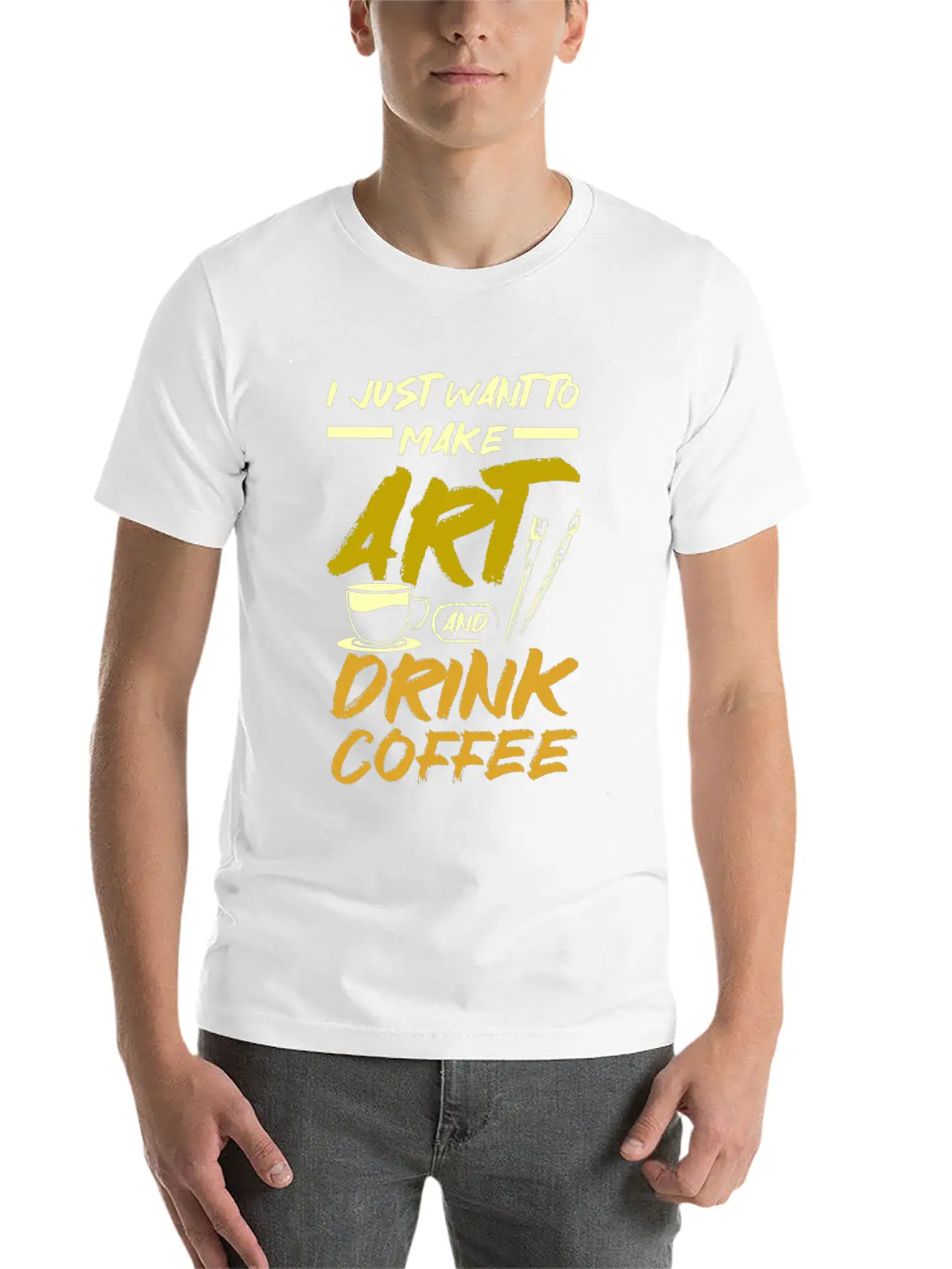 Make Art And Drink Coffee Stylish Everyday T-Shirt – Unisex Basic Cotton Tee