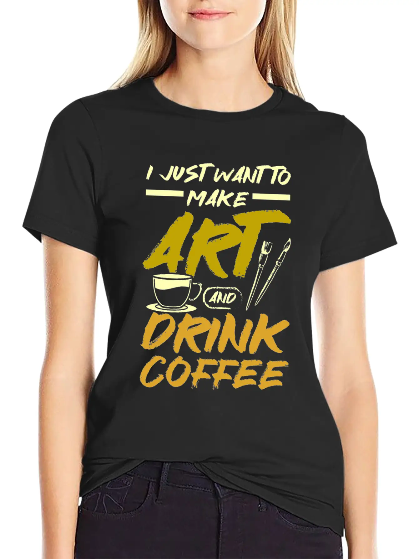 Make Art And Drink Coffee Stylish Everyday T-Shirt – Unisex Basic Cotton Tee