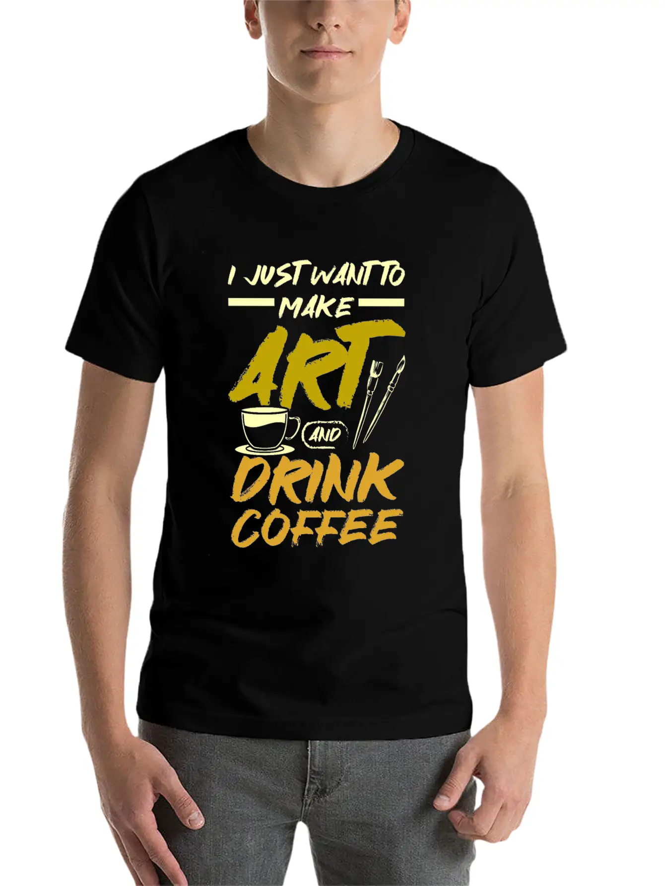 Make Art And Drink Coffee Stylish Everyday T-Shirt – Unisex Basic Cotton Tee