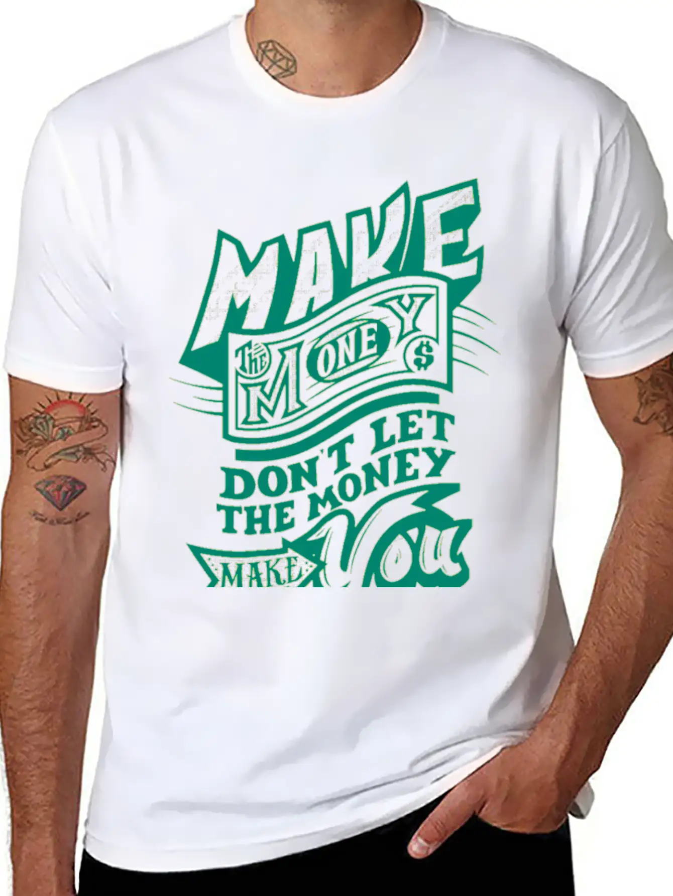 MAKE THE MONEY DONT LET THE MONEY MAKE YOU Unisex Short Sleeve Soft Cotton T-Shirt – Casual Everyday Wear