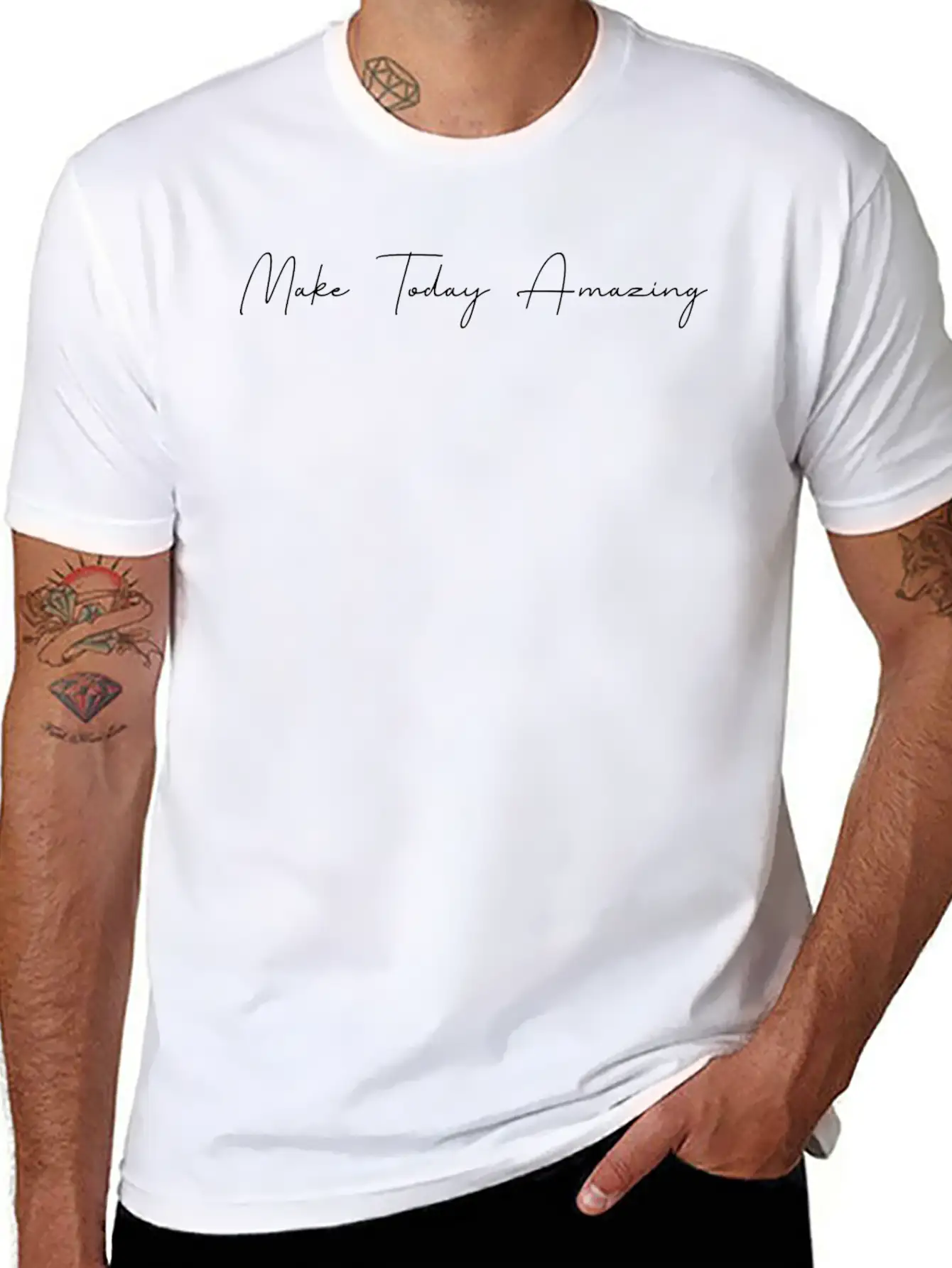 Make Today Amazing Text Graphic Unisex Short Sleeve Soft Cotton T-Shirt – Casual Everyday Wear
