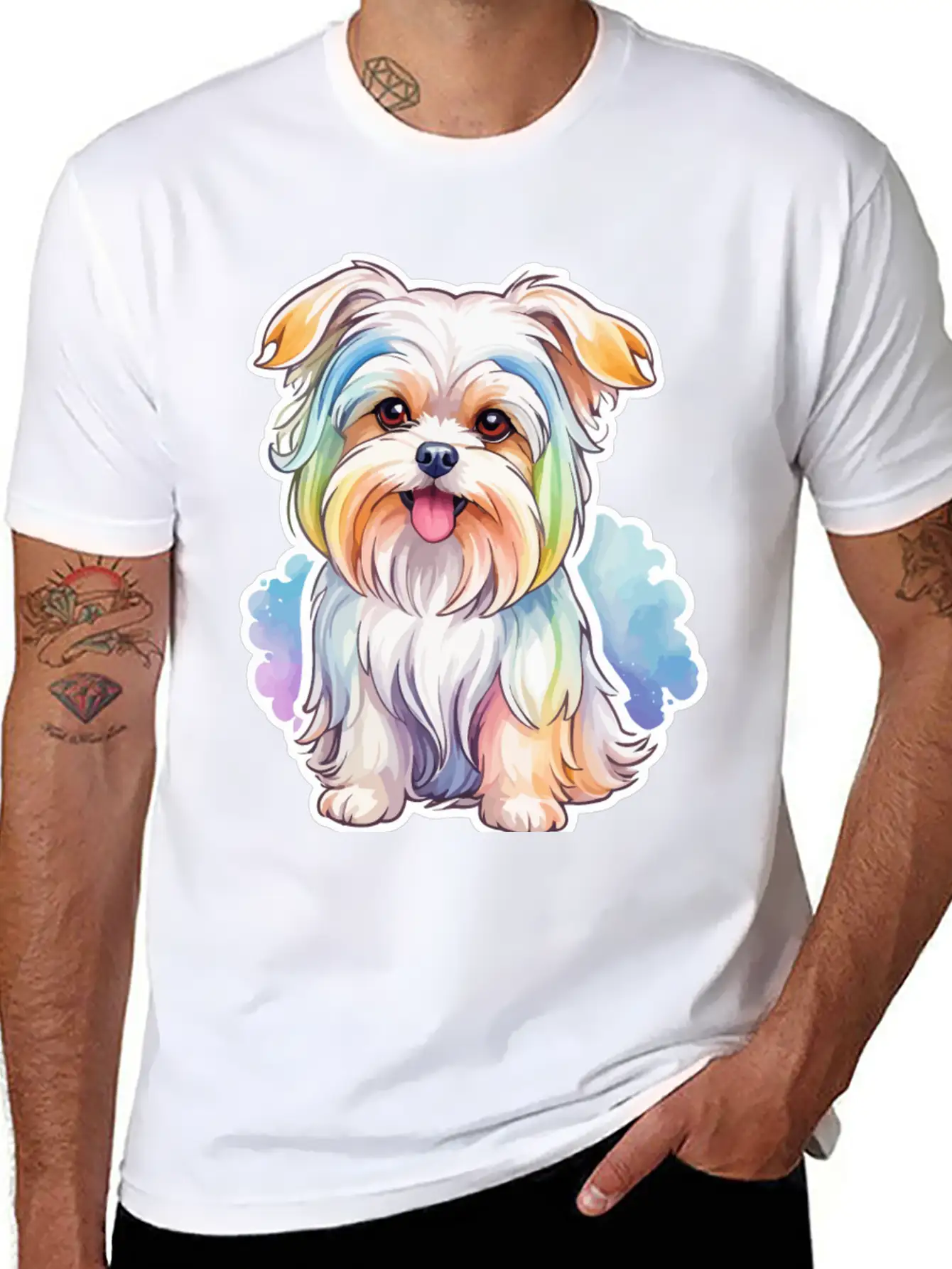 Maltese Dog Watercolor Timeless Short Sleeve Tee – Comfy And Minimalist Design