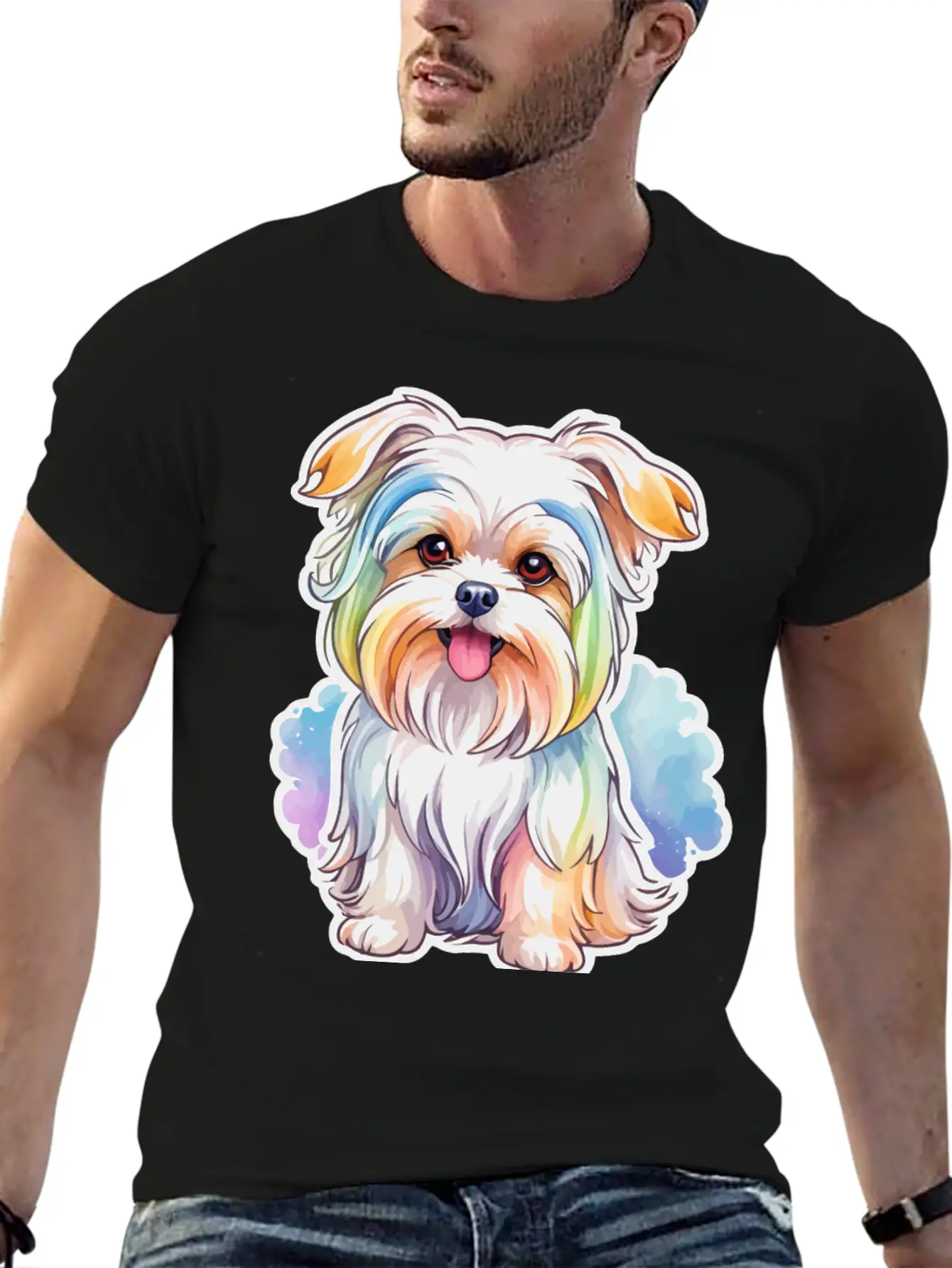 Maltese Dog Watercolor Timeless Short Sleeve Tee – Comfy And Minimalist Design