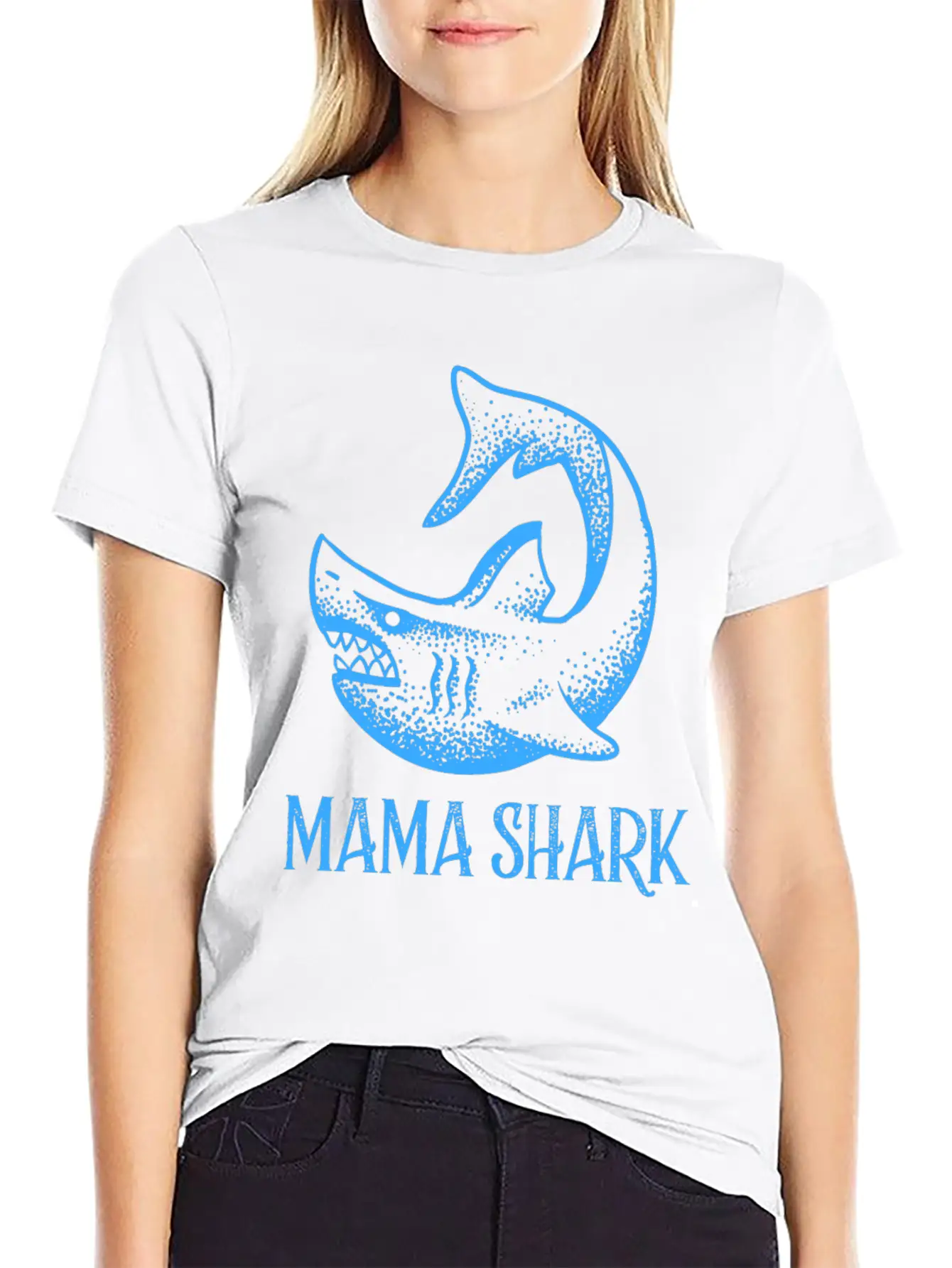 Mama Shark Comfortable Minimalist Graphic Tee – Summer Style Essential