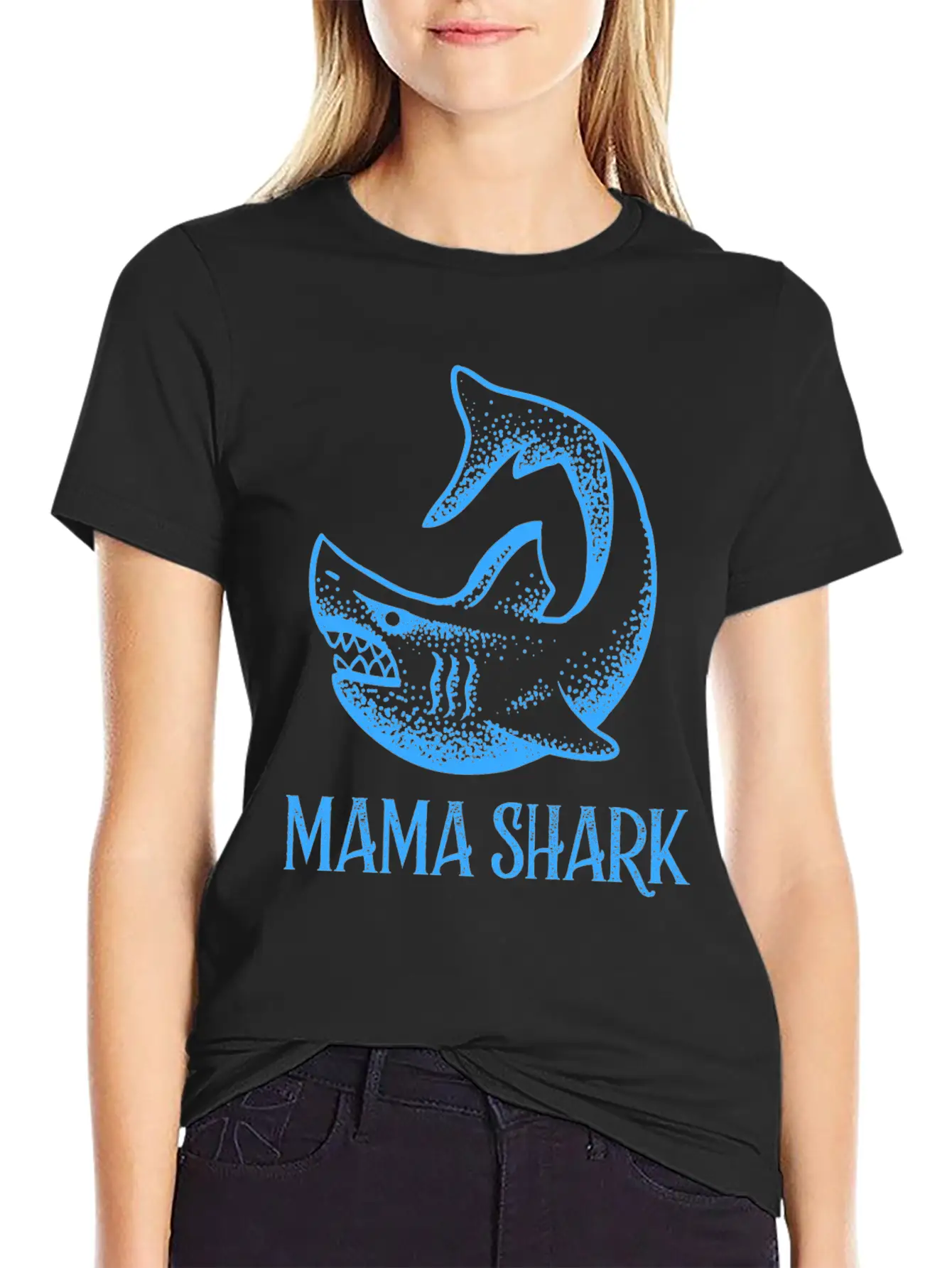 Mama Shark Comfortable Minimalist Graphic Tee – Summer Style Essential