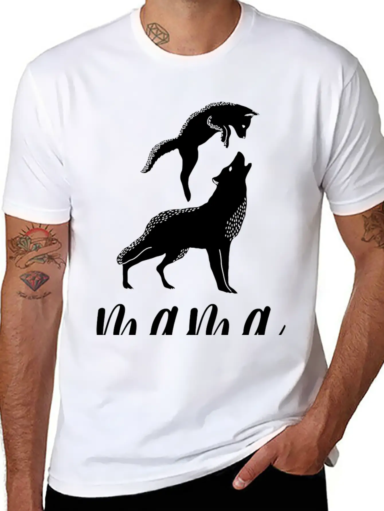 Mama Wolf Baby Wolf Love Mom And Kids Mothers Day Unisex Short Sleeve Soft Cotton T-Shirt – Casual Everyday Wear