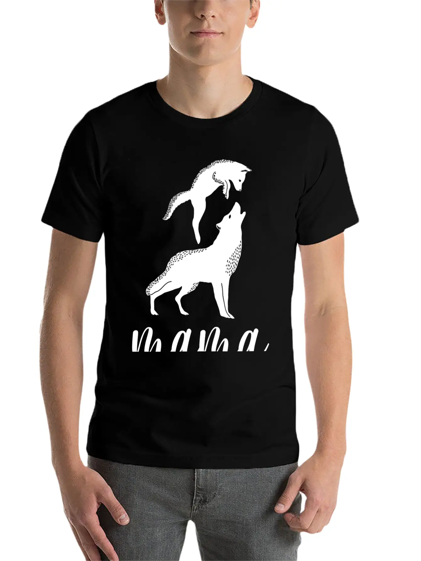 Mama Wolf Baby Wolf Love Mom And Kids Mothers Day Unisex Short Sleeve Soft Cotton T-Shirt – Casual Everyday Wear
