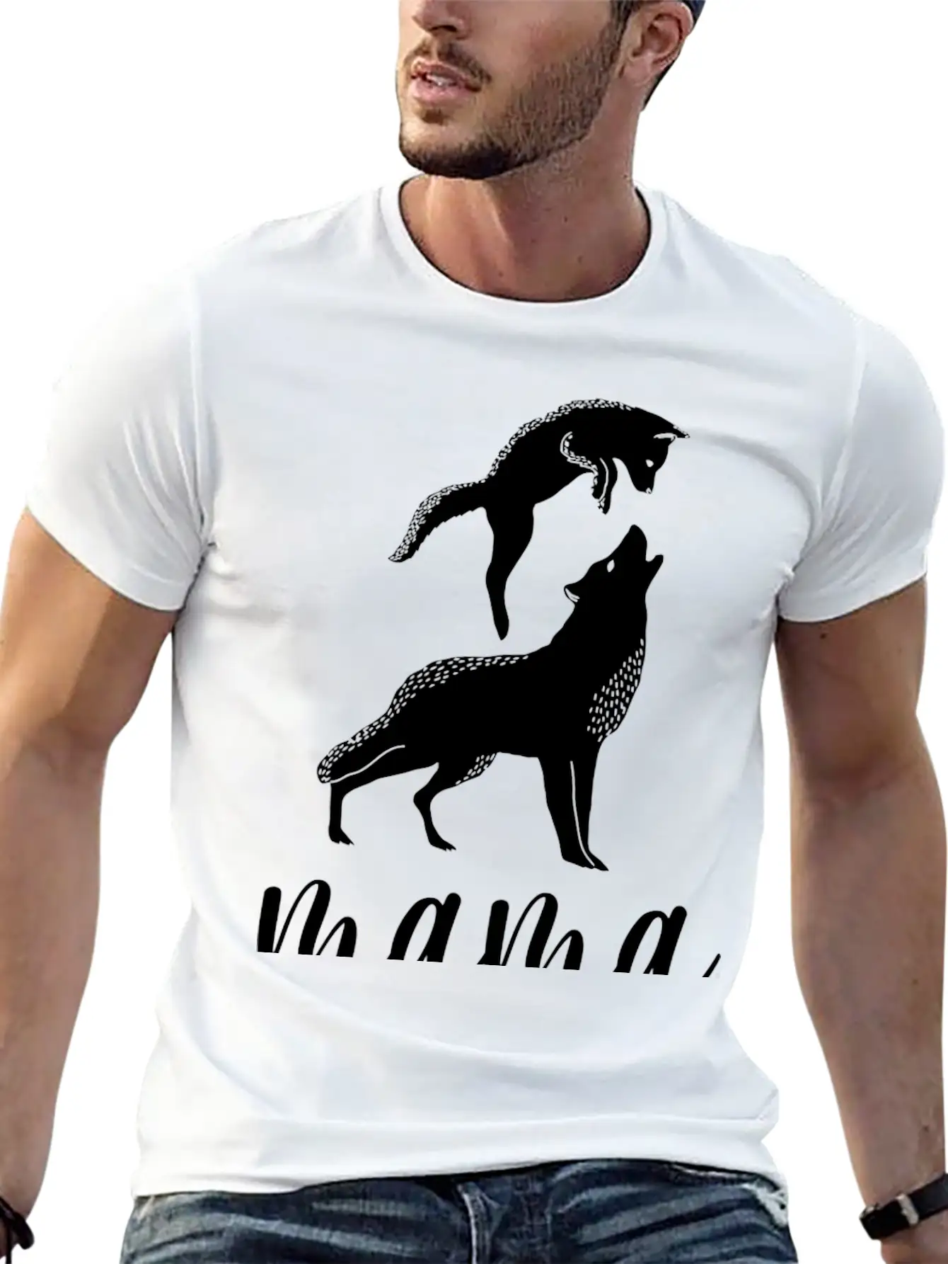 Mama Wolf Baby Wolf Love Mom And Kids Mothers Day Unisex Short Sleeve Soft Cotton T-Shirt – Casual Everyday Wear