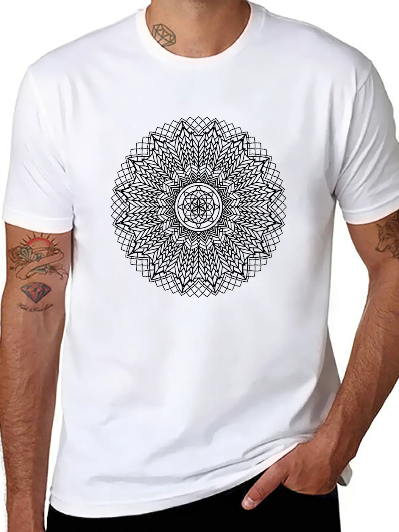 Mandala 04 White Basic Graphic T-Shirt – Daily Comfort In Soft Cotton