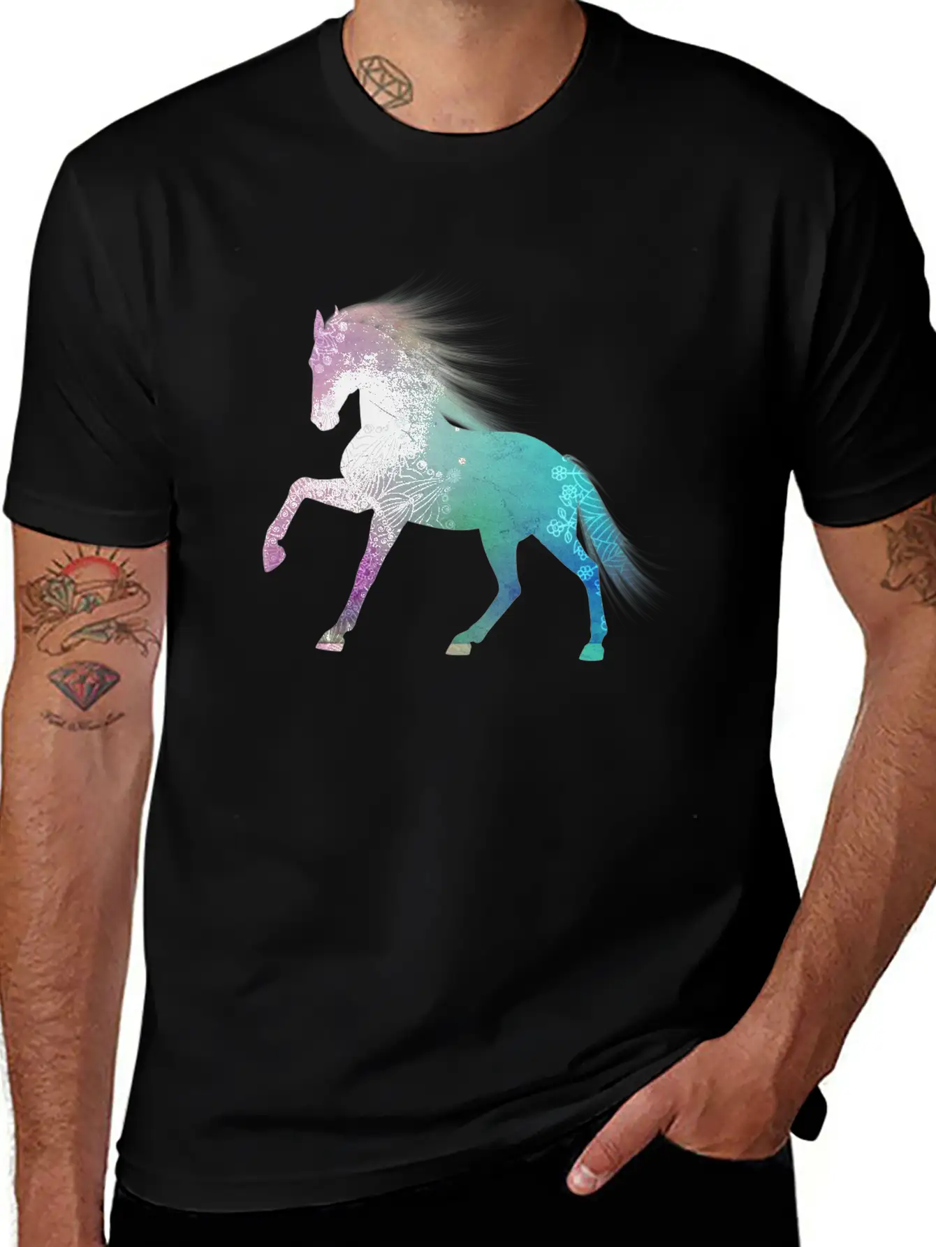 Mandala Horse Unisex Short Sleeve Soft Cotton T-Shirt – Casual Everyday Wear