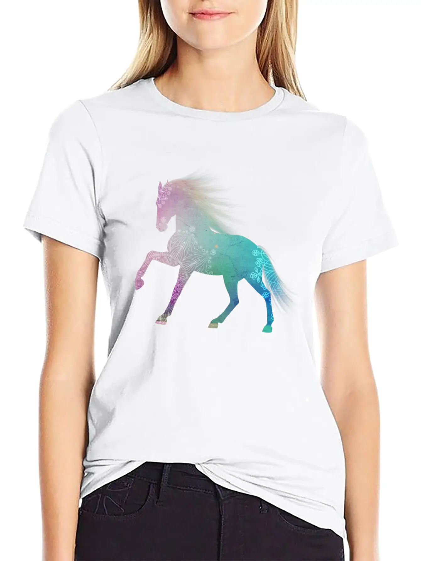 Mandala Horse Unisex Short Sleeve Soft Cotton T-Shirt – Casual Everyday Wear