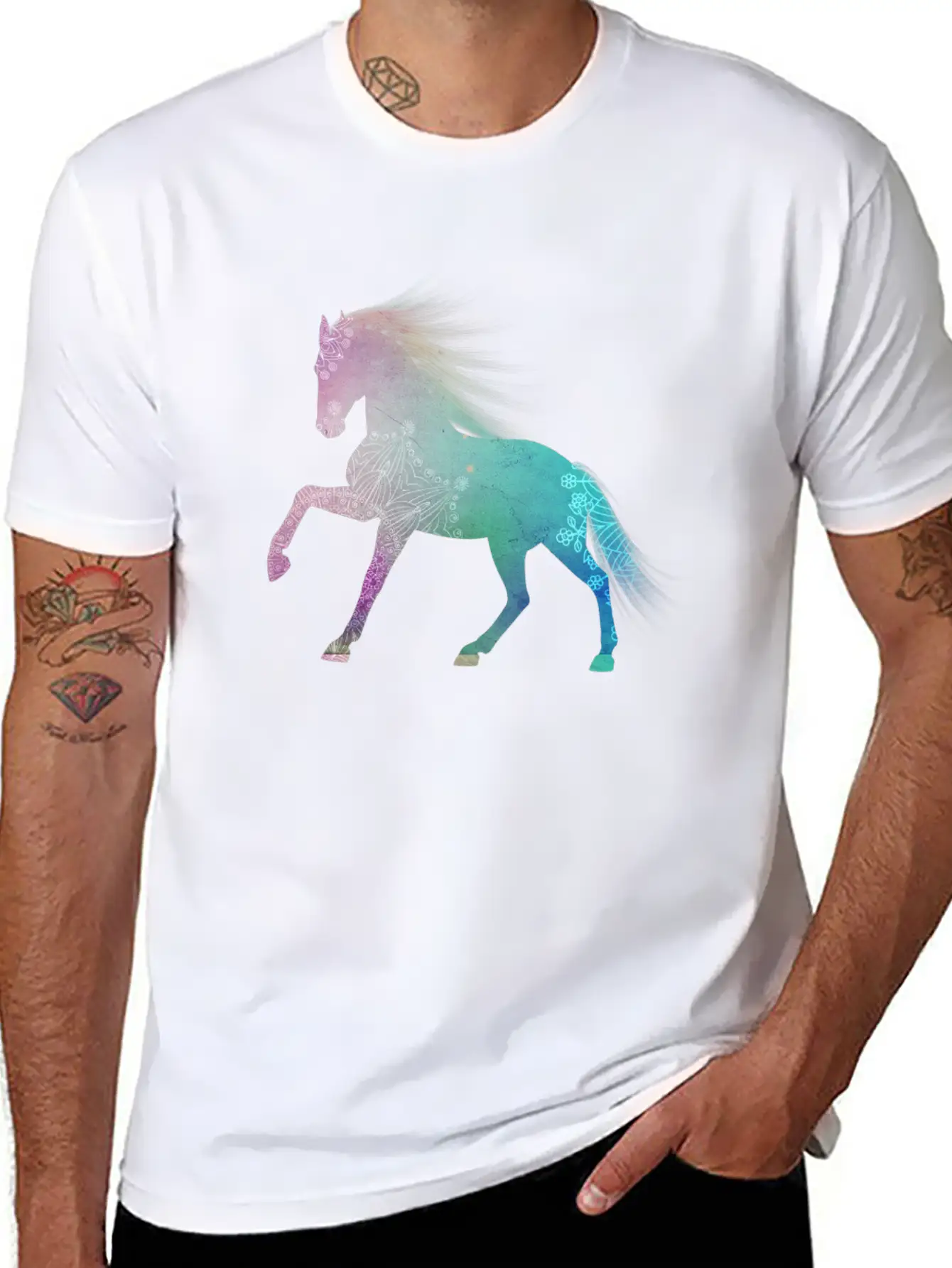 Mandala Horse Unisex Short Sleeve Soft Cotton T-Shirt – Casual Everyday Wear